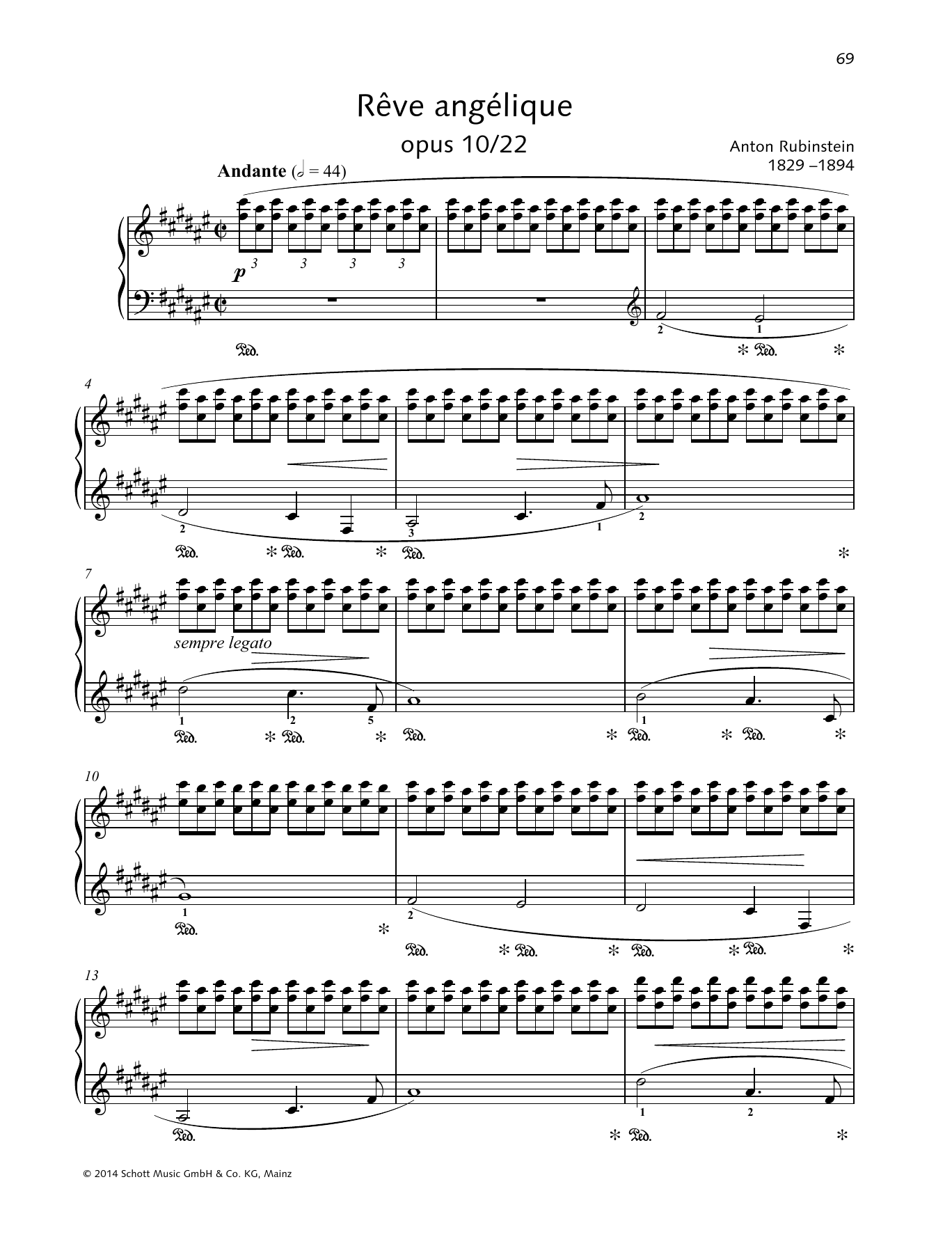 Download Anton Rubinstein Rêve angélique Sheet Music and learn how to play Piano Solo PDF digital score in minutes