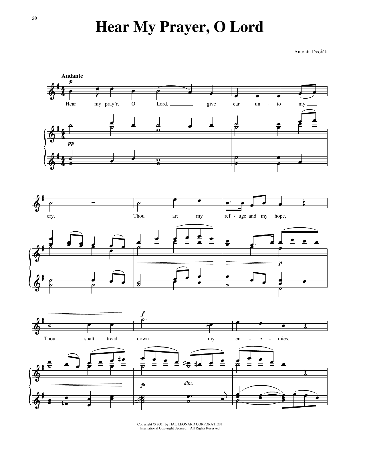 Download Antonin Dvorak Hear My Prayer, O Lord Sheet Music and learn how to play Piano & Vocal PDF digital score in minutes