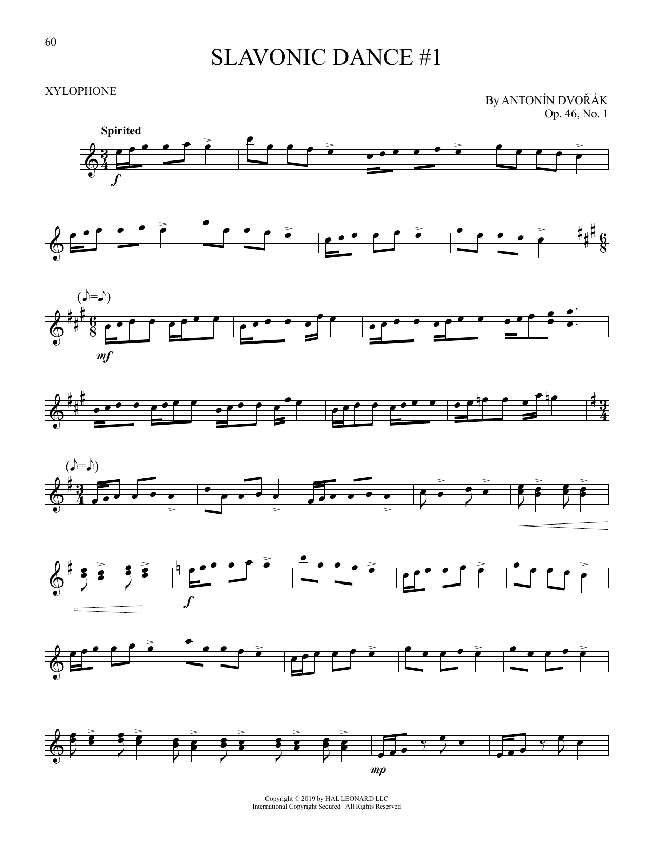 Download Antonin Dvorak Slavonic Dance No. 1 Sheet Music and learn how to play Xylophone Solo PDF digital score in minutes