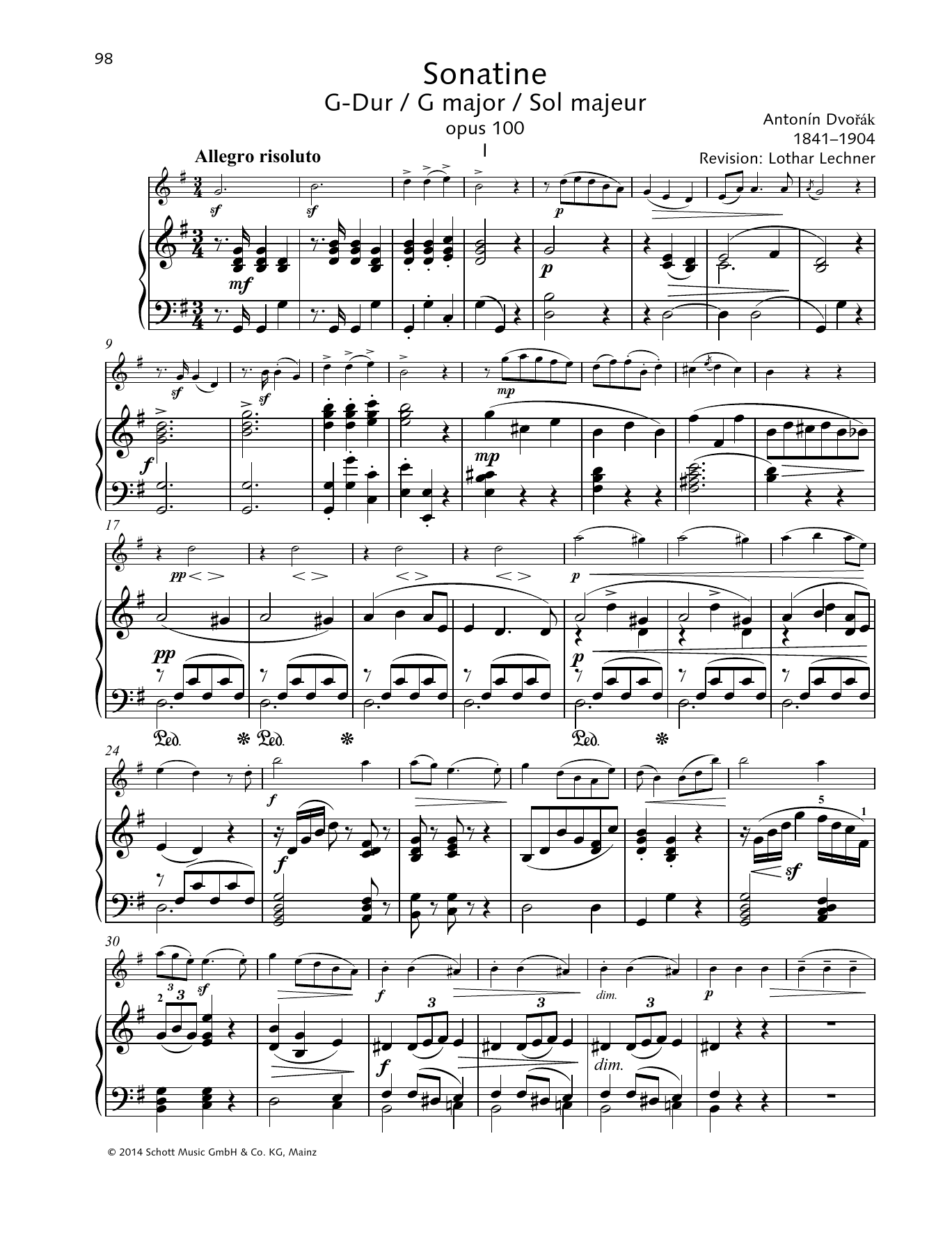 Download Antonín Dvorák Sonatina G Major Sheet Music and learn how to play String Solo PDF digital score in minutes