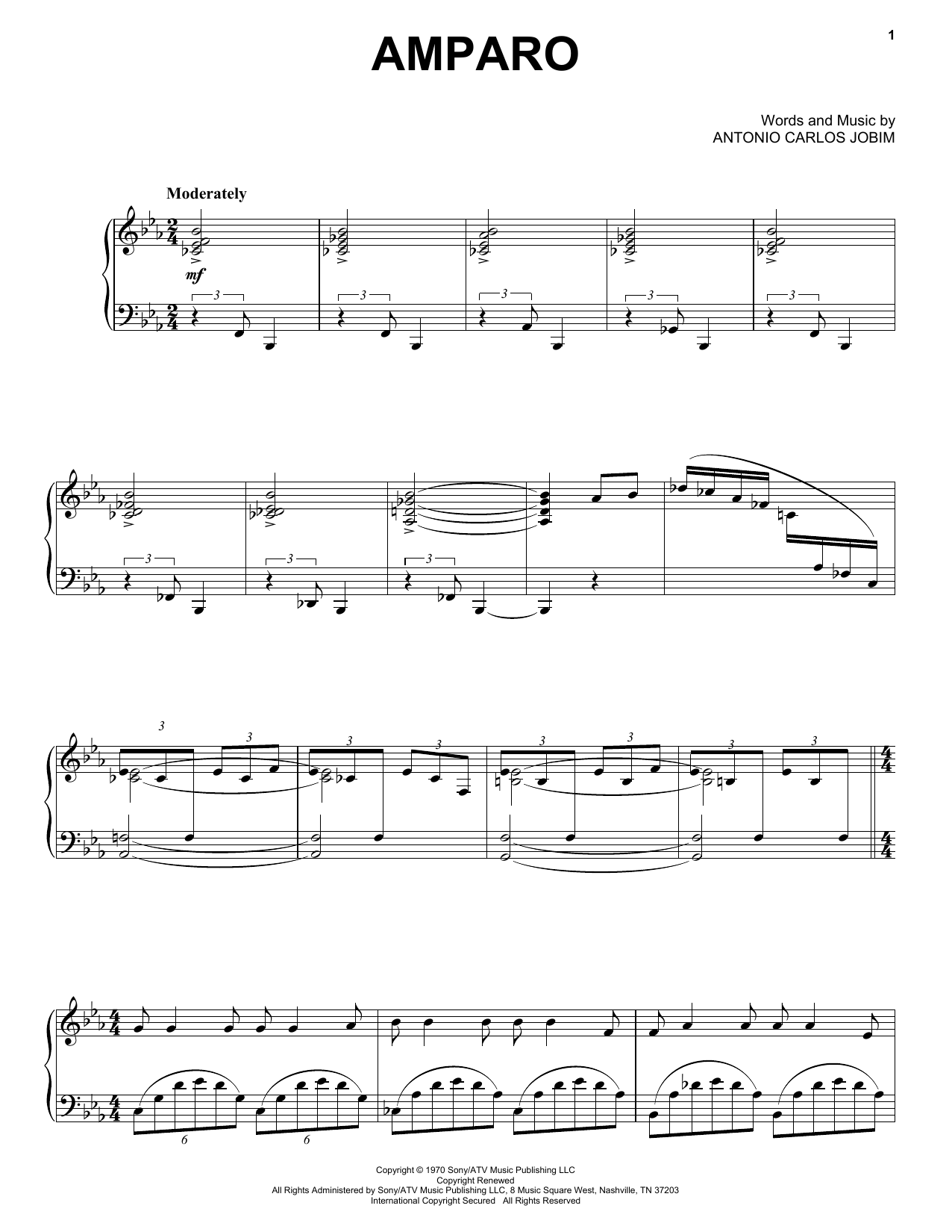 Download Antonio Carlos Jobim Amparo Sheet Music and learn how to play Real Book – Melody & Chords PDF digital score in minutes