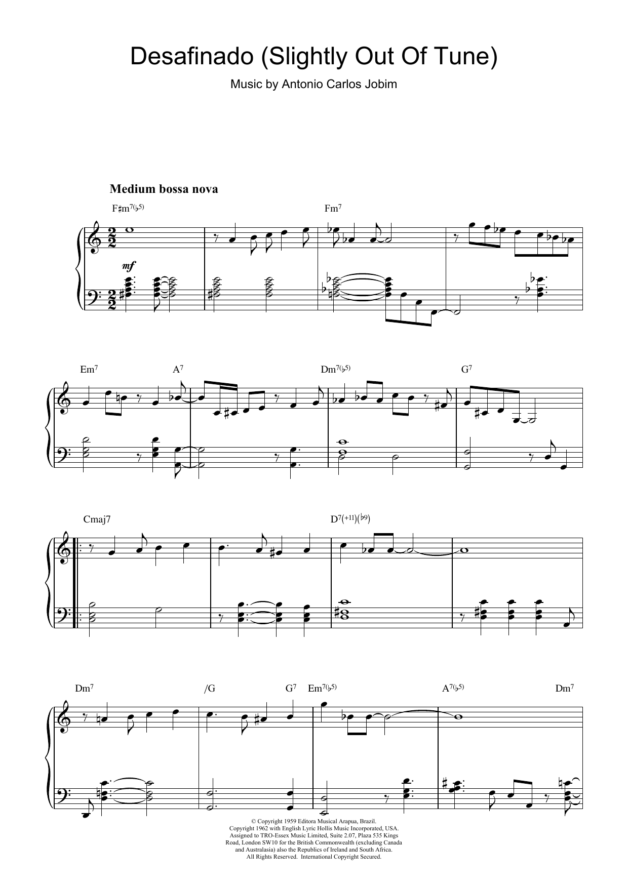 Download Antonio Carlos Jobim Desafinado (Slightly Out Of Tune) Sheet Music and learn how to play Trombone PDF digital score in minutes