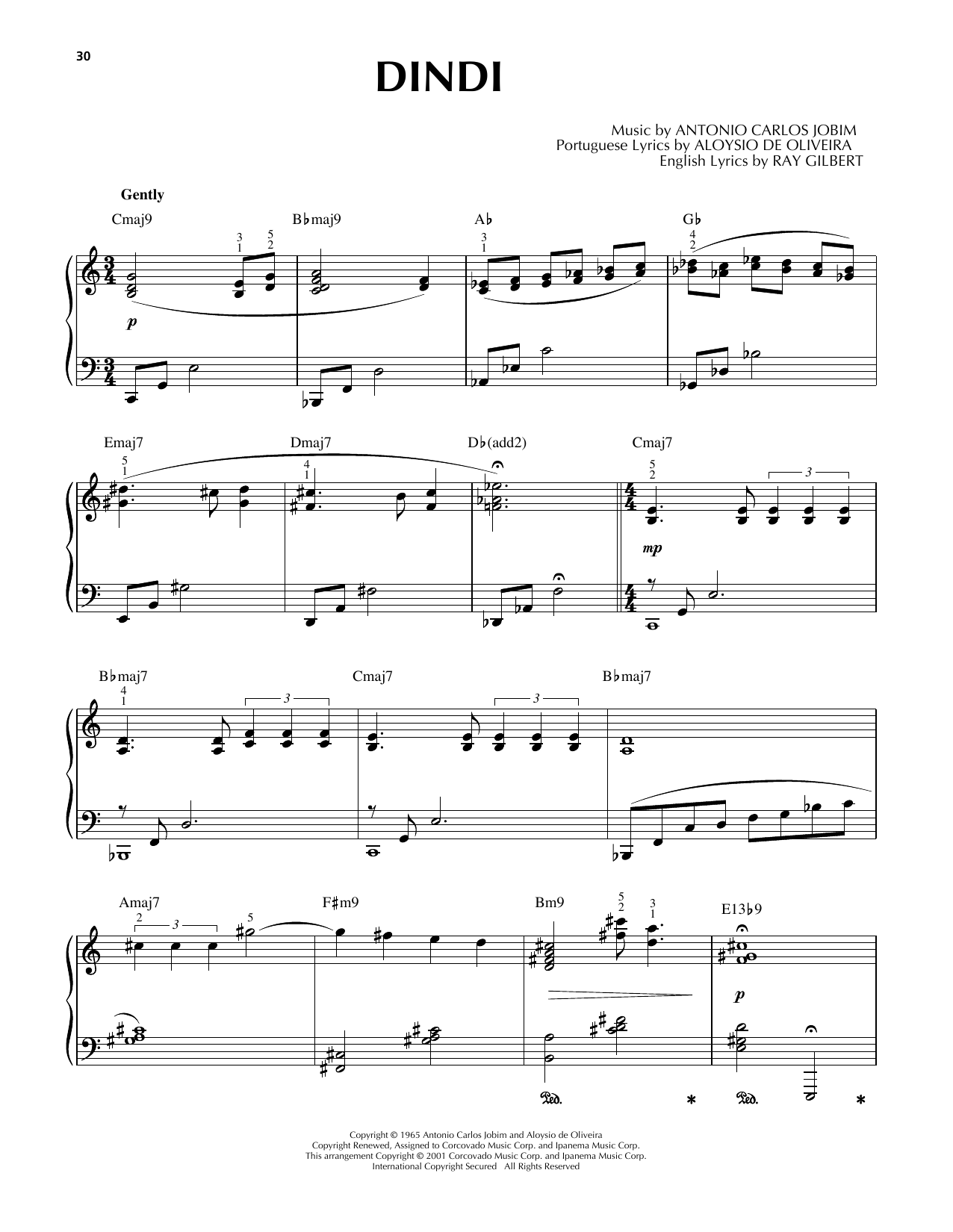 Download Antonio Carlos Jobim Dindi [Jazz version] (arr. Brent Edstrom) Sheet Music and learn how to play Piano Solo PDF digital score in minutes