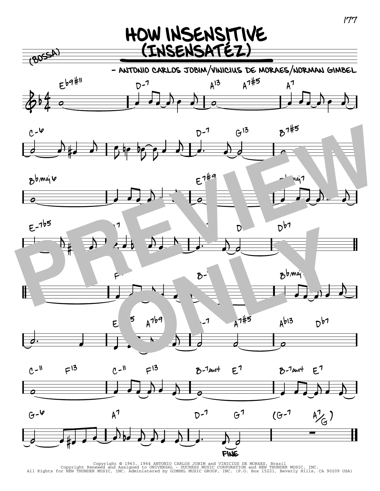 Download Antonio Carlos Jobim How Insensitive (Insensatez) [Reharmonized version] (arr. Jack Grassel) Sheet Music and learn how to play Real Book – Melody & Chords PDF digital score in minutes