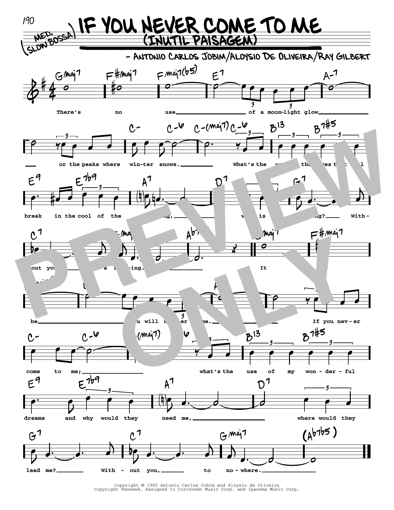 Download Antonio Carlos Jobim If You Never Come To Me (Inutil Paisagem) (High Voice) Sheet Music and learn how to play Real Book – Melody, Lyrics & Chords PDF digital score in minutes