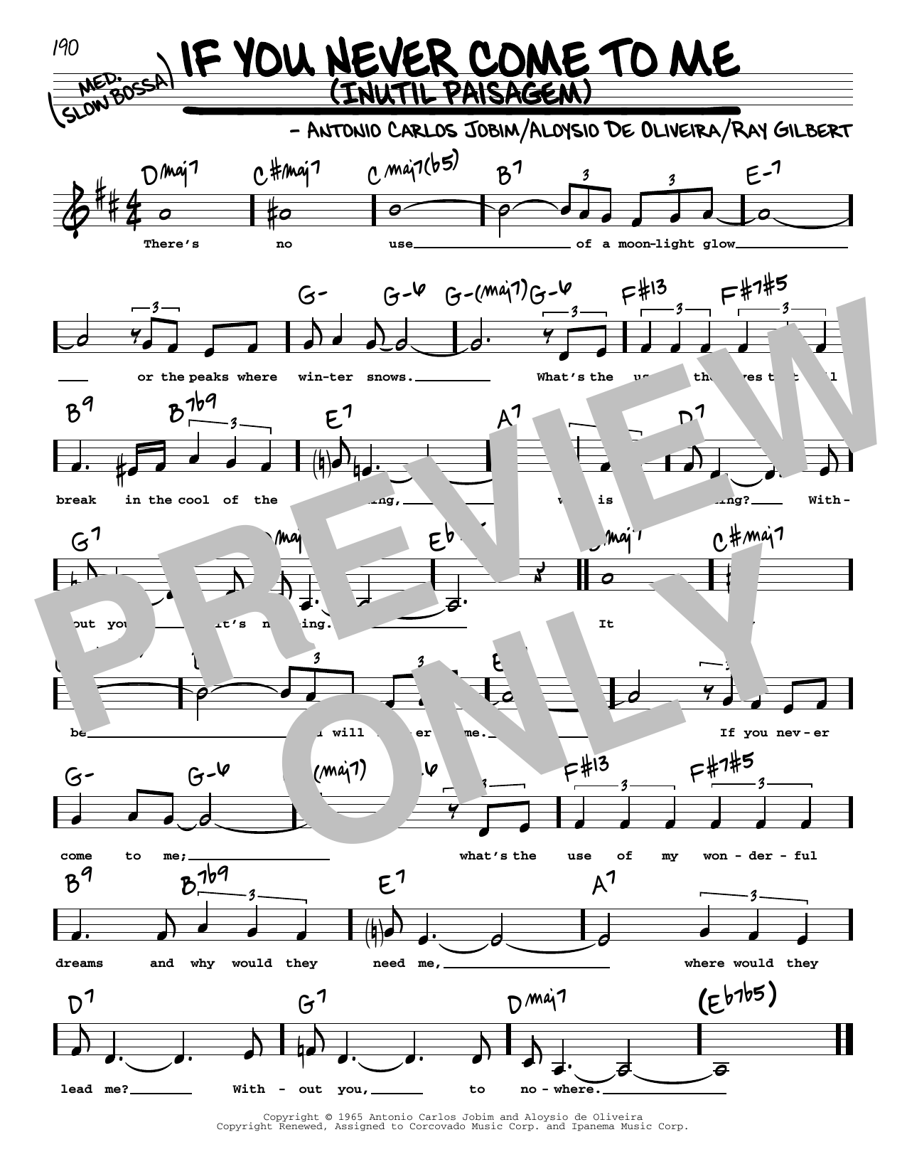 Download Antonio Carlos Jobim If You Never Come To Me (Inutil Paisagem) (Low Voice) Sheet Music and learn how to play Real Book – Melody, Lyrics & Chords PDF digital score in minutes