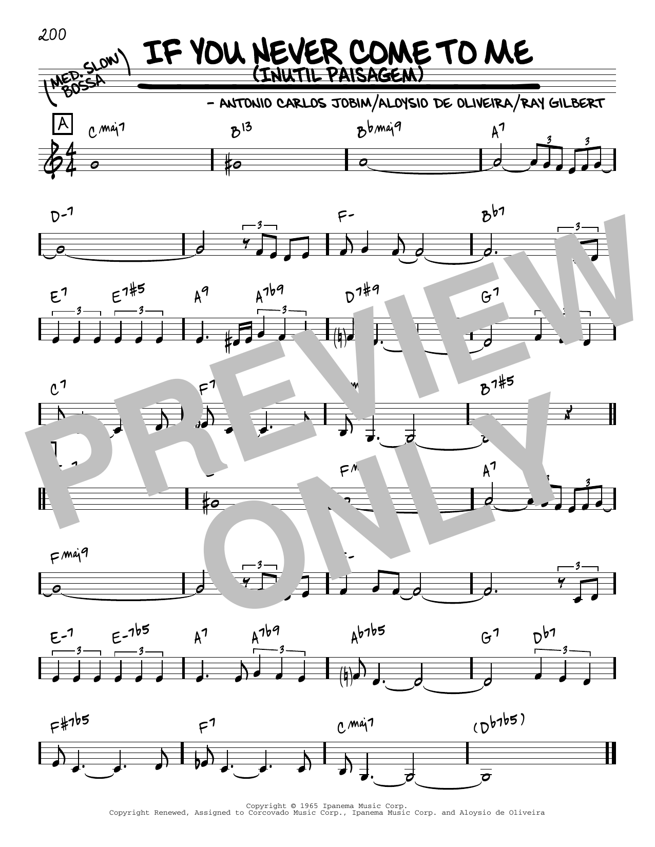 Download Antonio Carlos Jobim If You Never Come To Me (Inutil Paisagem) [Reharmonized version] (arr. Jack Gras Sheet Music and learn how to play Real Book – Melody & Chords PDF digital score in minutes