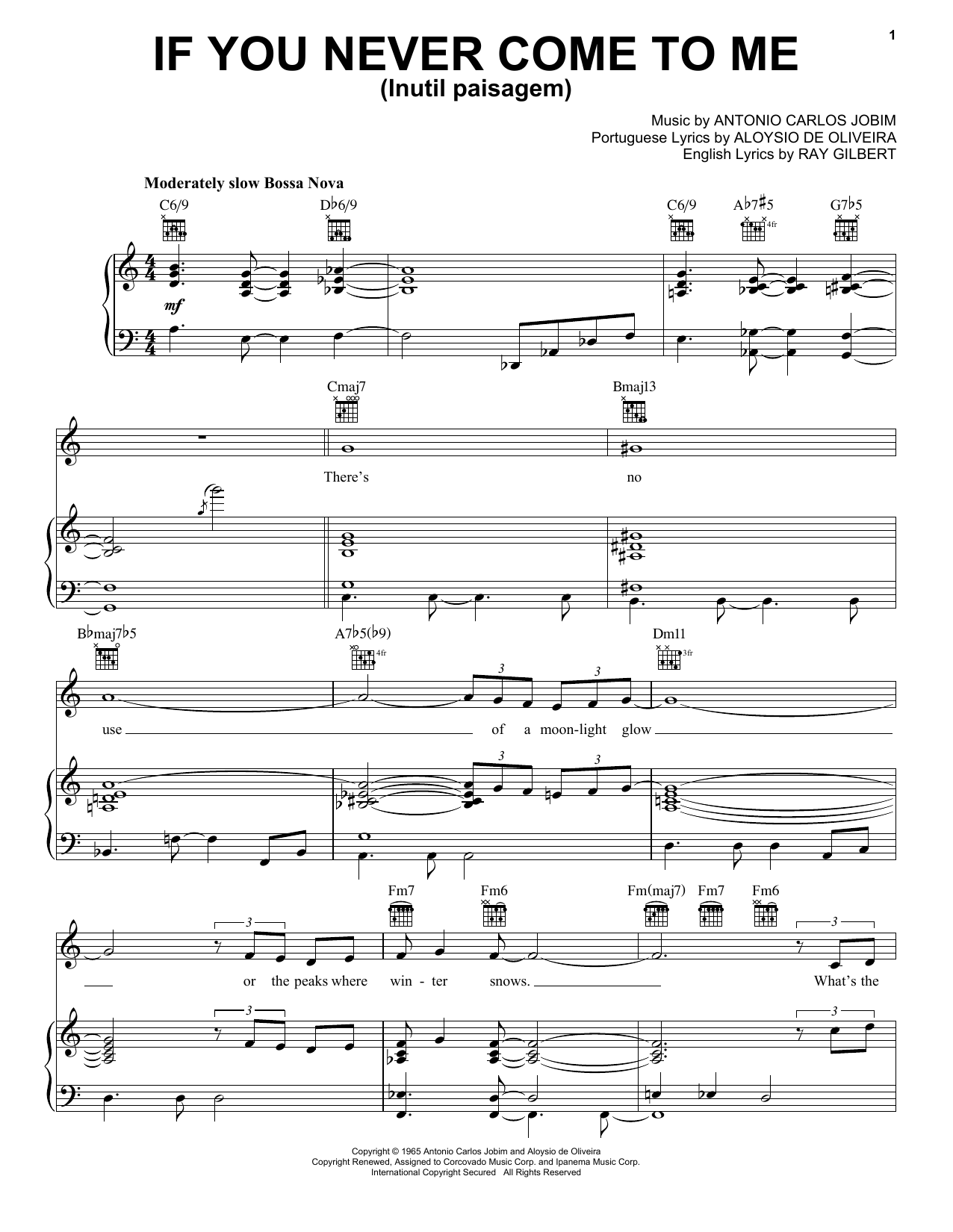 Download Antonio Carlos Jobim If You Never Come To Me (Inutil Paisagem) Sheet Music and learn how to play Real Book - Melody & Chords - Bass Clef Instruments PDF digital score in minutes