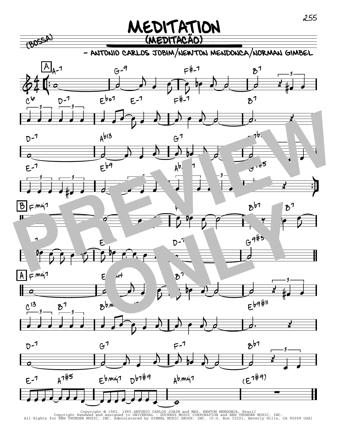 Download Antonio Carlos Jobim Meditation (Meditacao) [Reharmonized version] (arr. Jack Grassel) Sheet Music and learn how to play Real Book – Melody & Chords PDF digital score in minutes