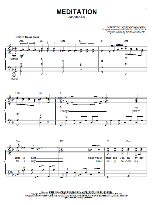 Download Antonio Carlos Jobim Meditation (Meditacao) Sheet Music and learn how to play Tenor Saxophone PDF digital score in minutes