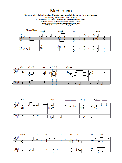 Download Gerry Mulligan Meditation Sheet Music and learn how to play Piano PDF digital score in minutes