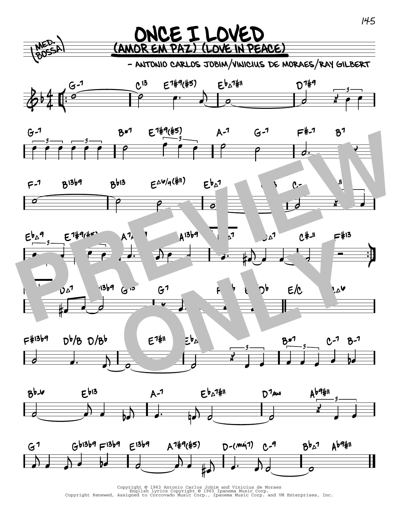 Download Antonio Carlos Jobim Once I Loved (Amor Em Paz) (Love In Peace) (arr. David Hazeltine) Sheet Music and learn how to play Real Book – Enhanced Chords PDF digital score in minutes