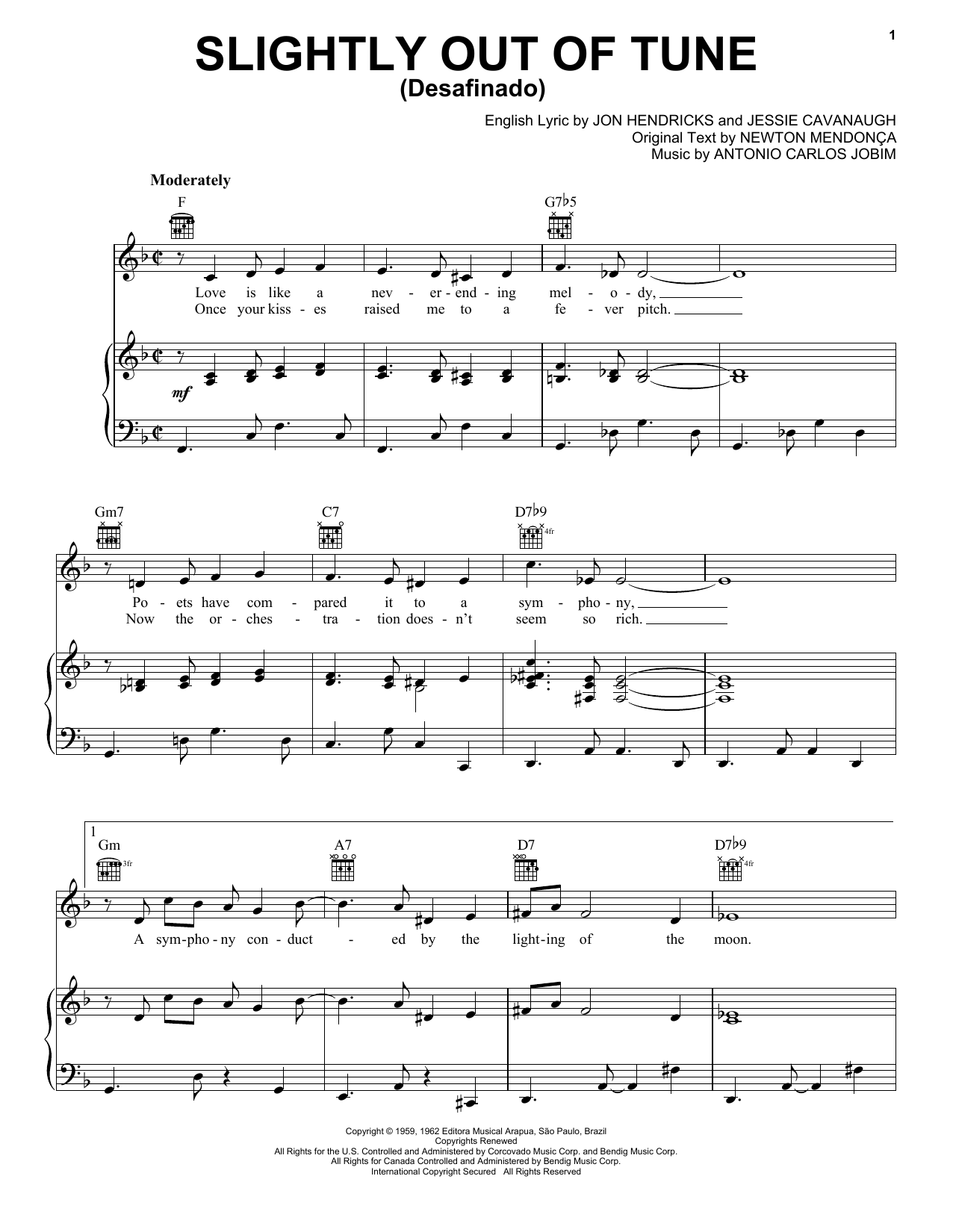 Download Antonio Carlos Jobim Slightly Out Of Tune (Desafinado) Sheet Music and learn how to play Melody Line, Lyrics & Chords PDF digital score in minutes