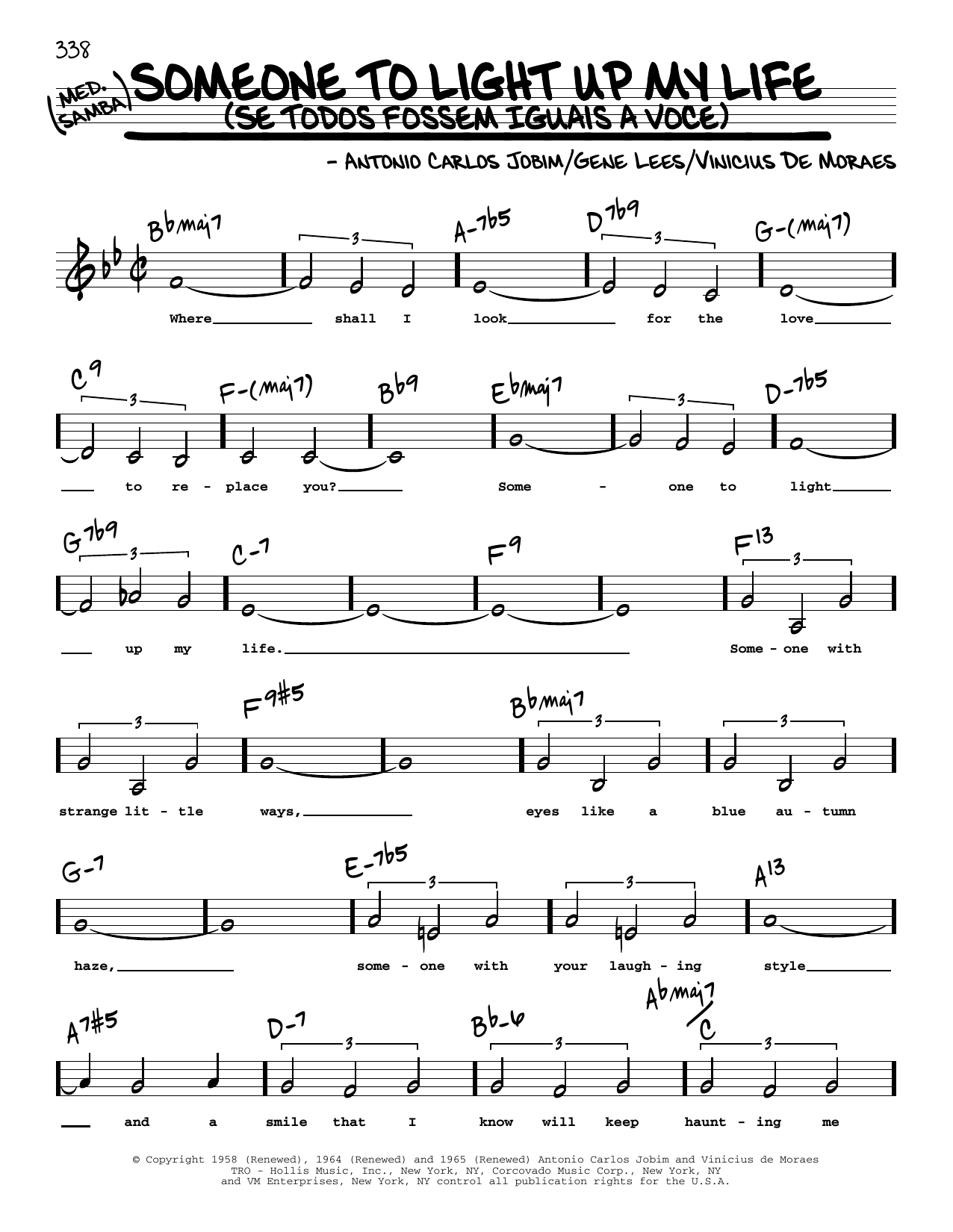 Download Antonio Carlos Jobim Someone To Light Up My Life (Se Todos Fossem Iguais A Voce) (Low Voice) Sheet Music and learn how to play Real Book – Melody, Lyrics & Chords PDF digital score in minutes