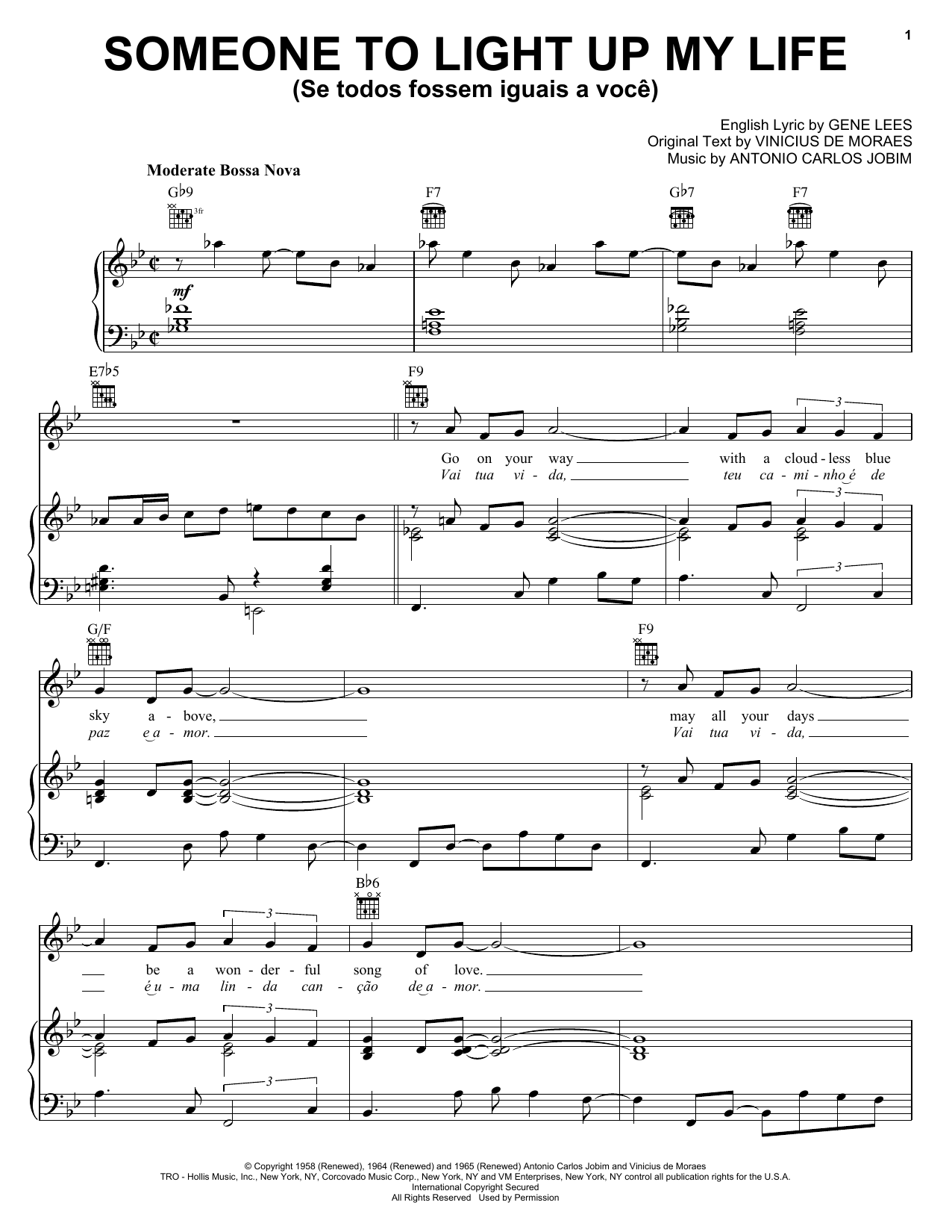 Download Antonio Carlos Jobim Someone To Light Up My Life (Se Todos Fossem Iguais A Voce) Sheet Music and learn how to play Melody Line, Lyrics & Chords PDF digital score in minutes