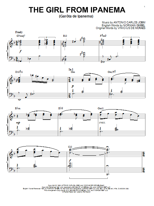 Download Antonio Carlos Jobim The Girl From Ipanema (Garota De Ipanema) Sheet Music and learn how to play Piano PDF digital score in minutes