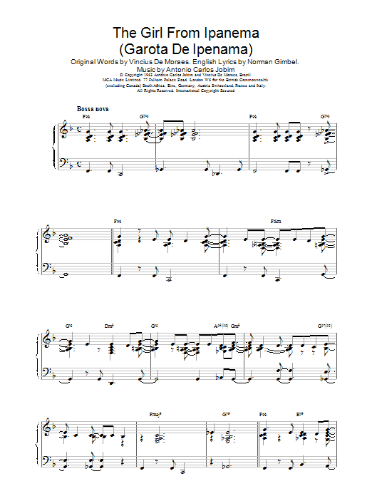 Download Antonio Carlos Jobim The Girl From Ipanema Sheet Music and learn how to play Alto Saxophone PDF digital score in minutes