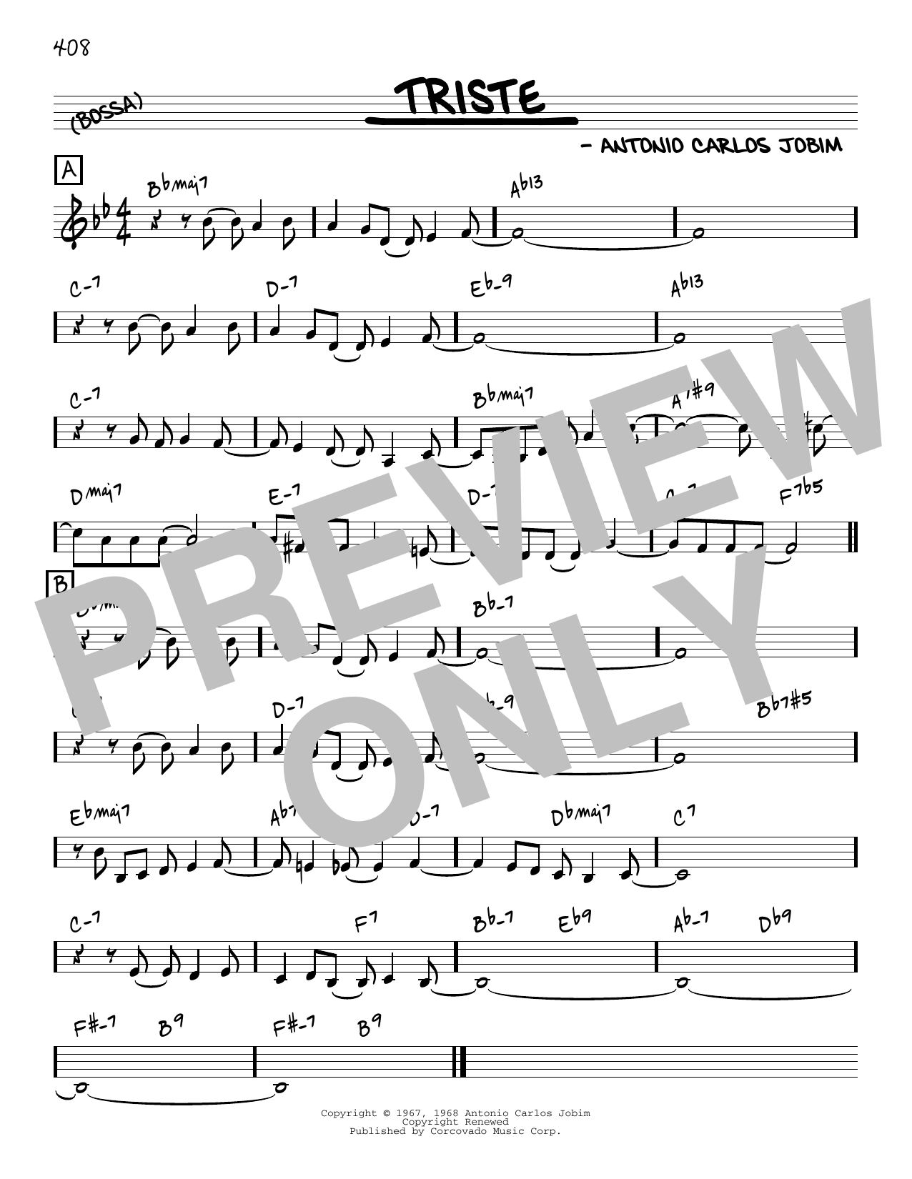 Download Antonio Carlos Jobim Triste [Reharmonized version] (arr. Jack Grassel) Sheet Music and learn how to play Real Book – Melody & Chords PDF digital score in minutes