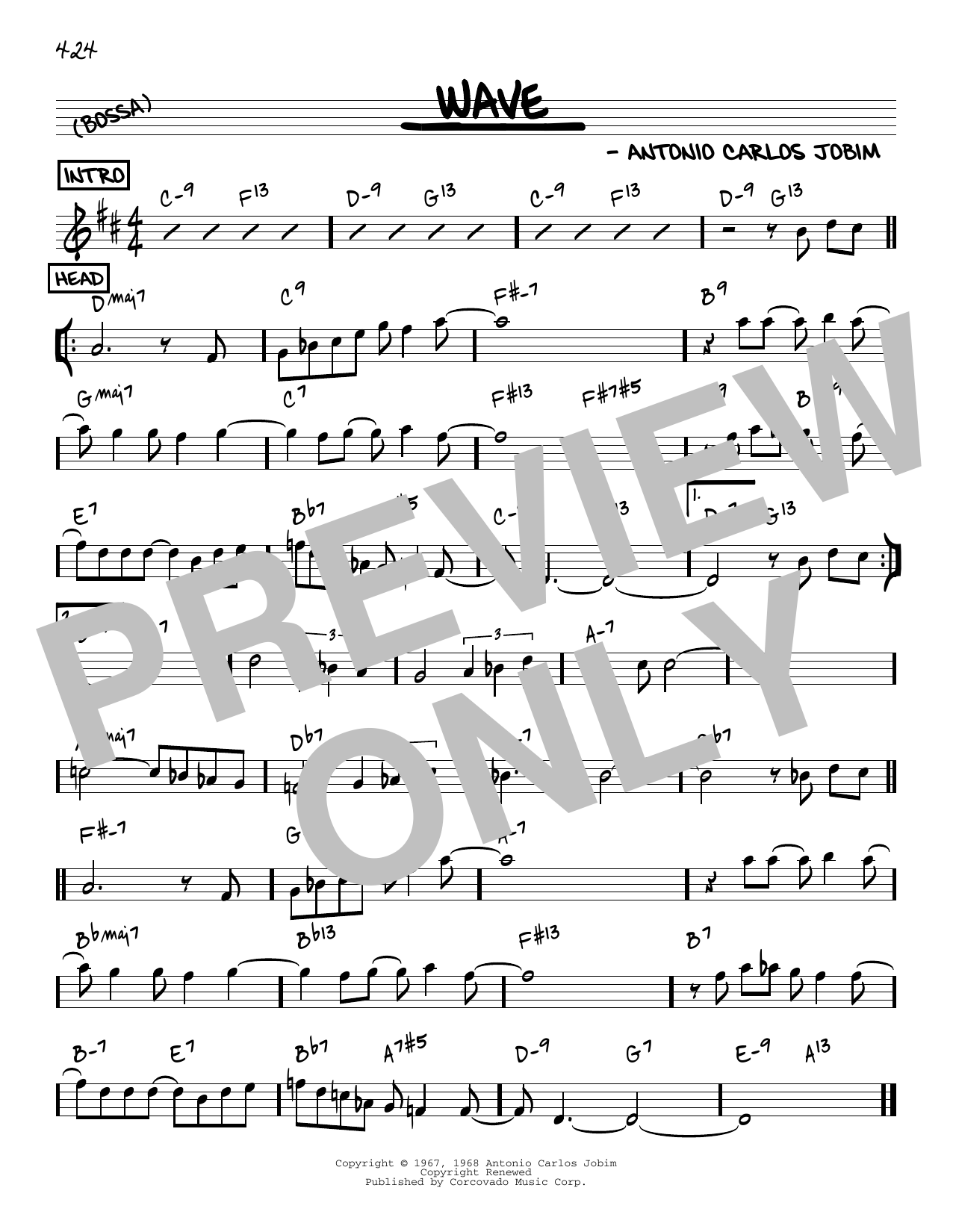 Download Antonio Carlos Jobim Wave [Reharmonized version] (arr. Jack Grassel) Sheet Music and learn how to play Real Book – Melody & Chords PDF digital score in minutes