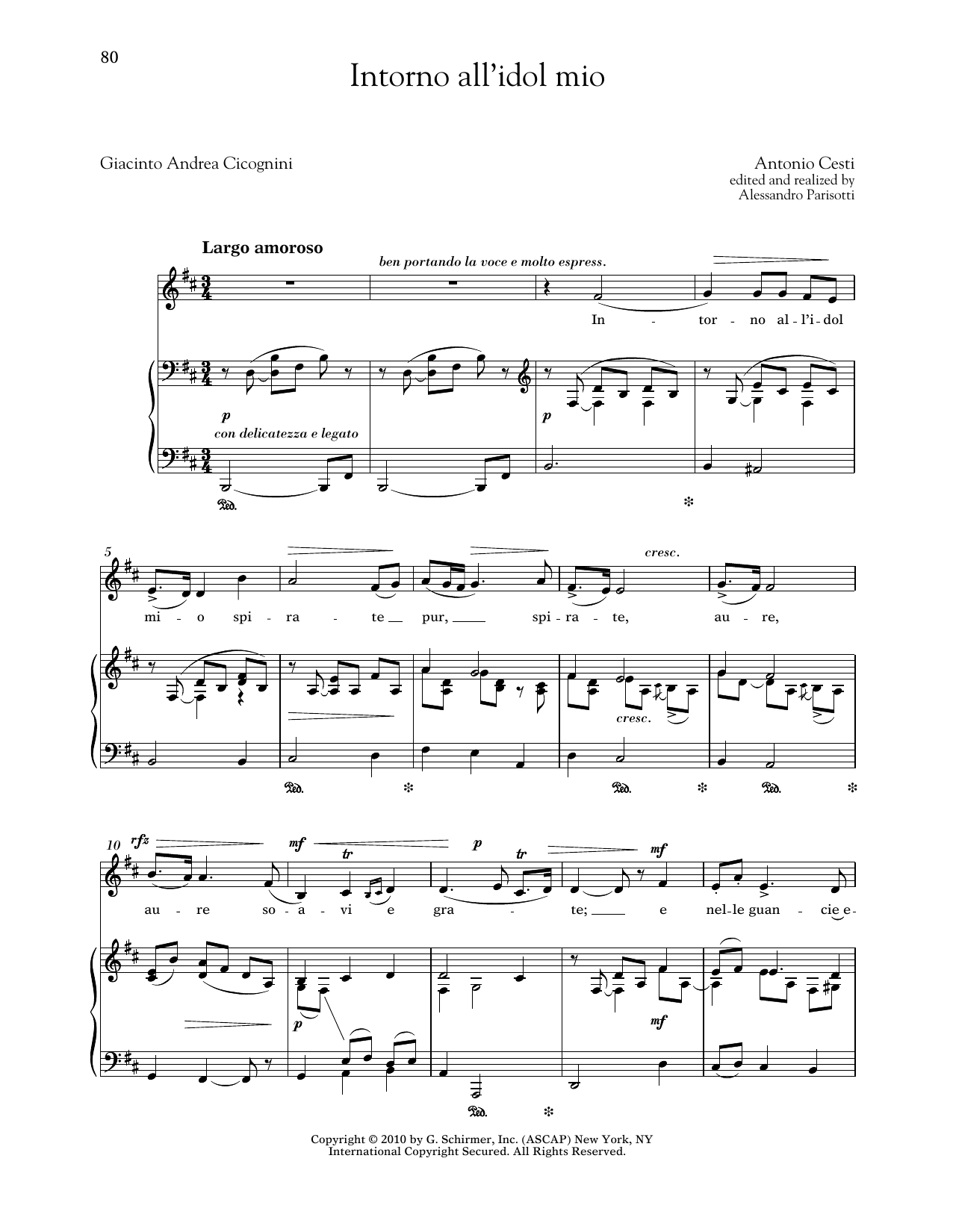 Download Antonio Cesti Intorno All'idol Mio (Low Voice) Sheet Music and learn how to play Piano & Vocal PDF digital score in minutes