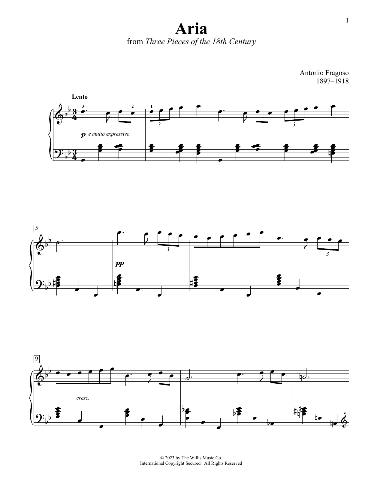 Download Antonio Fragoso Aria Sheet Music and learn how to play Educational Piano PDF digital score in minutes