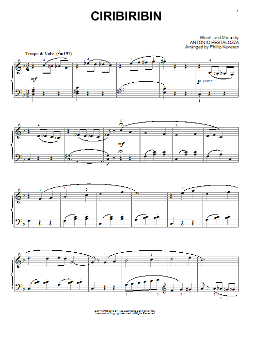 Download Antonio Pestalozza Ciribiribin Sheet Music and learn how to play Piano PDF digital score in minutes