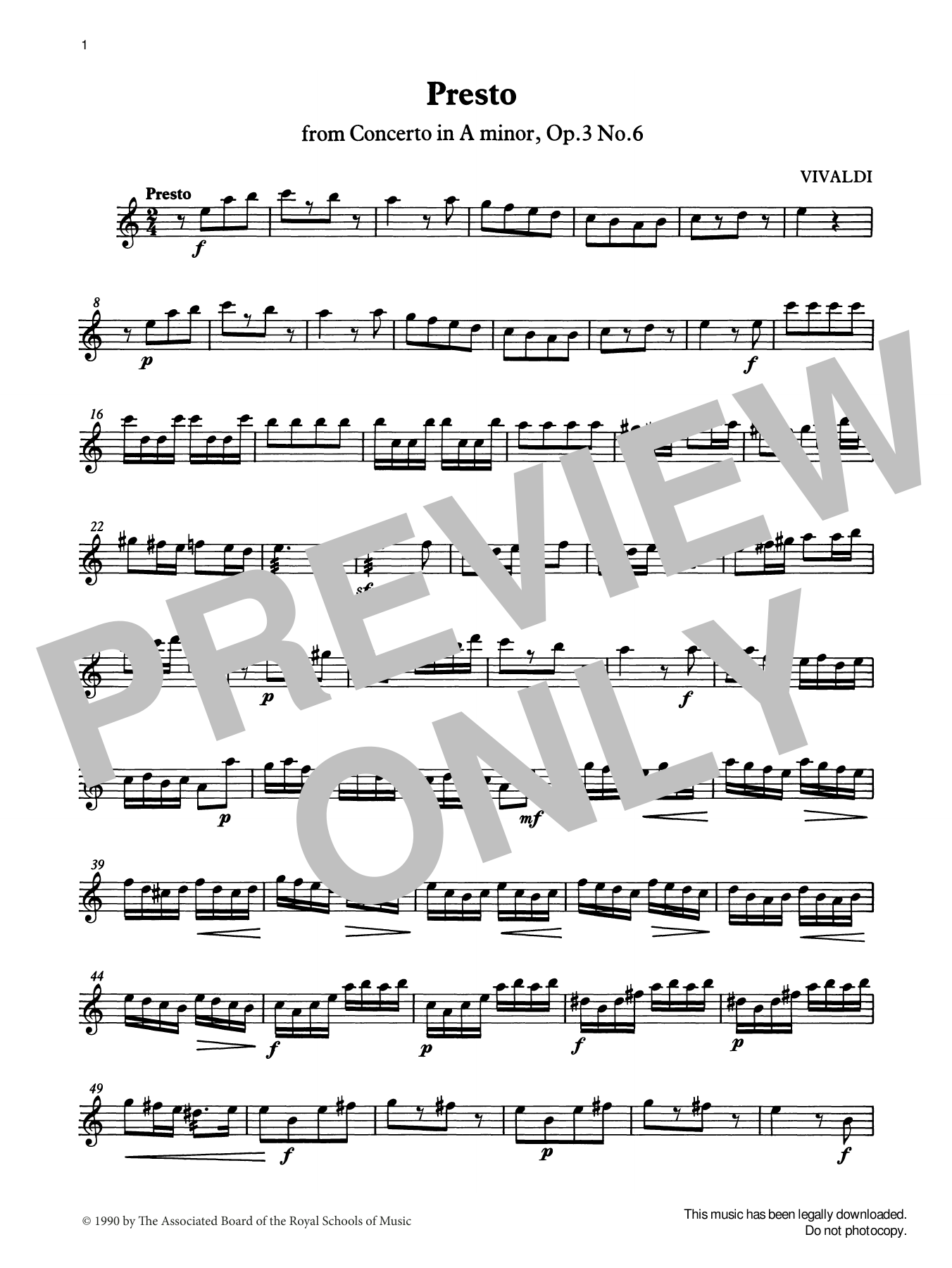 Download Antonio Vivaldi Presto (score & part) from Graded Music for Tuned Percussion, Book IV Sheet Music and learn how to play Percussion Solo PDF digital score in minutes