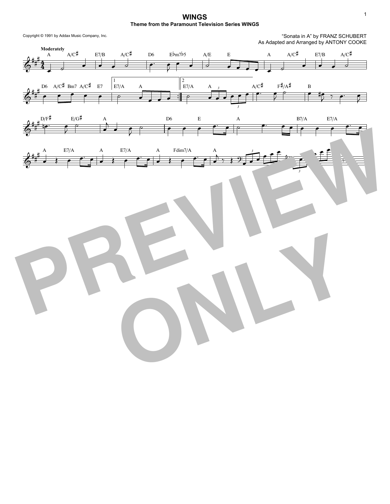 Download Antony Cooke Wings Sheet Music and learn how to play Piano Solo PDF digital score in minutes