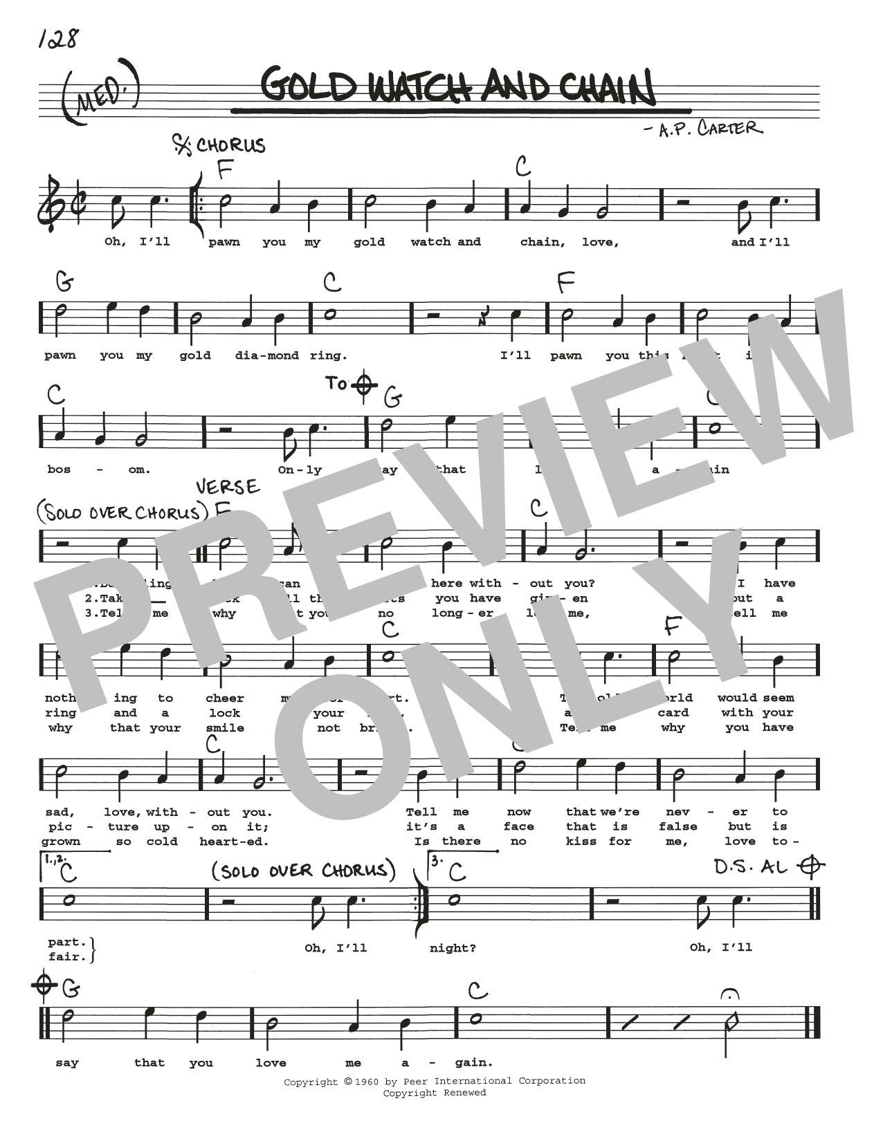 Download A.P. Carter Gold Watch And Chain Sheet Music and learn how to play Real Book – Melody, Lyrics & Chords PDF digital score in minutes