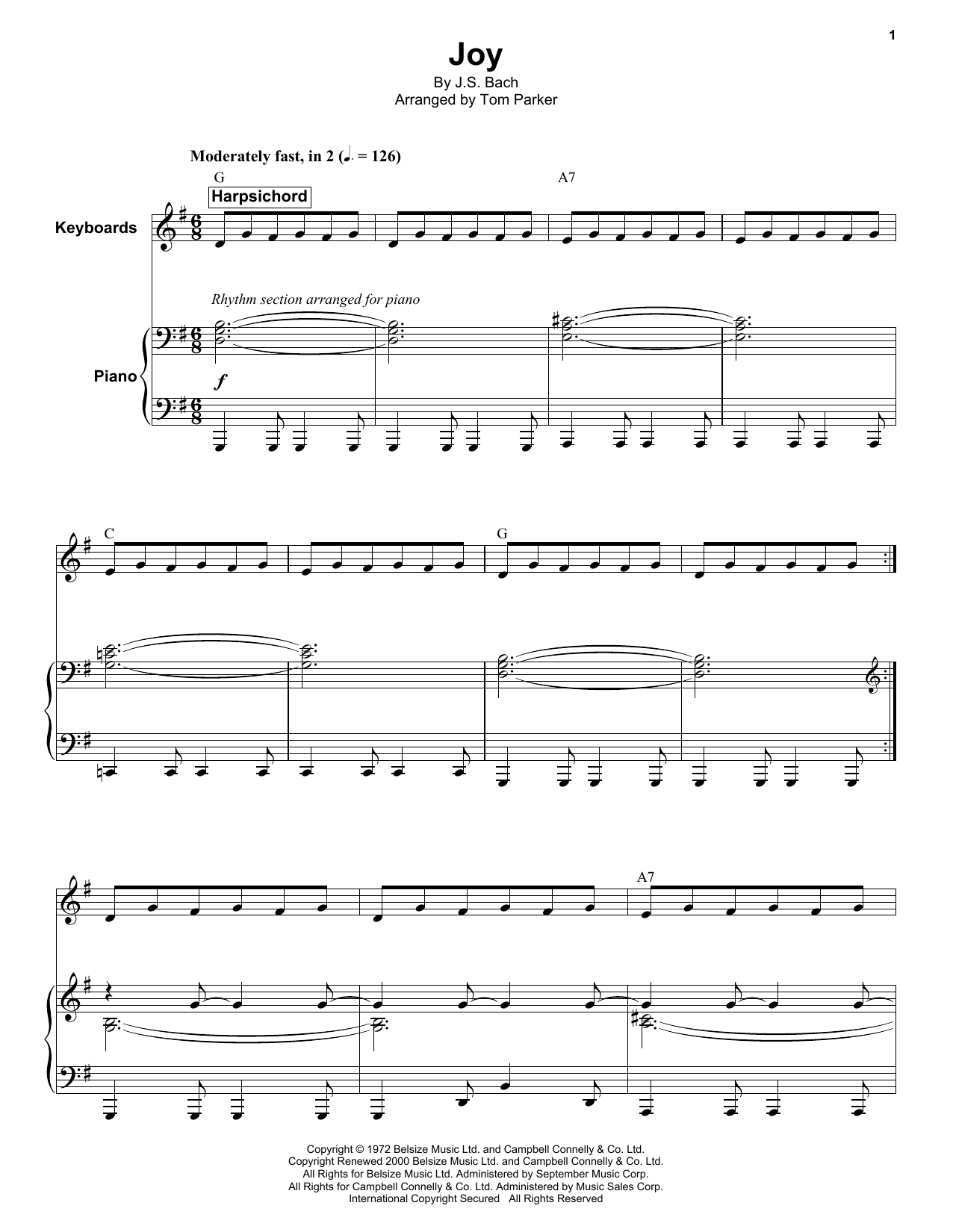 Download Apollo 100 Joy Sheet Music and learn how to play Keyboard Transcription PDF digital score in minutes