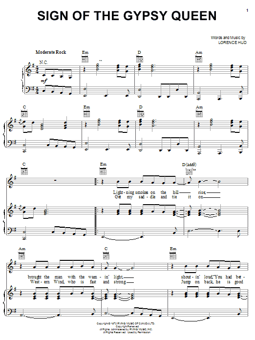 Download April Wine Sign Of The Gypsy Queen Sheet Music and learn how to play Piano, Vocal & Guitar (Right-Hand Melody) PDF digital score in minutes