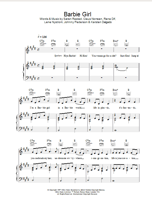 Download Aqua Barbie Girl Sheet Music and learn how to play Keyboard PDF digital score in minutes