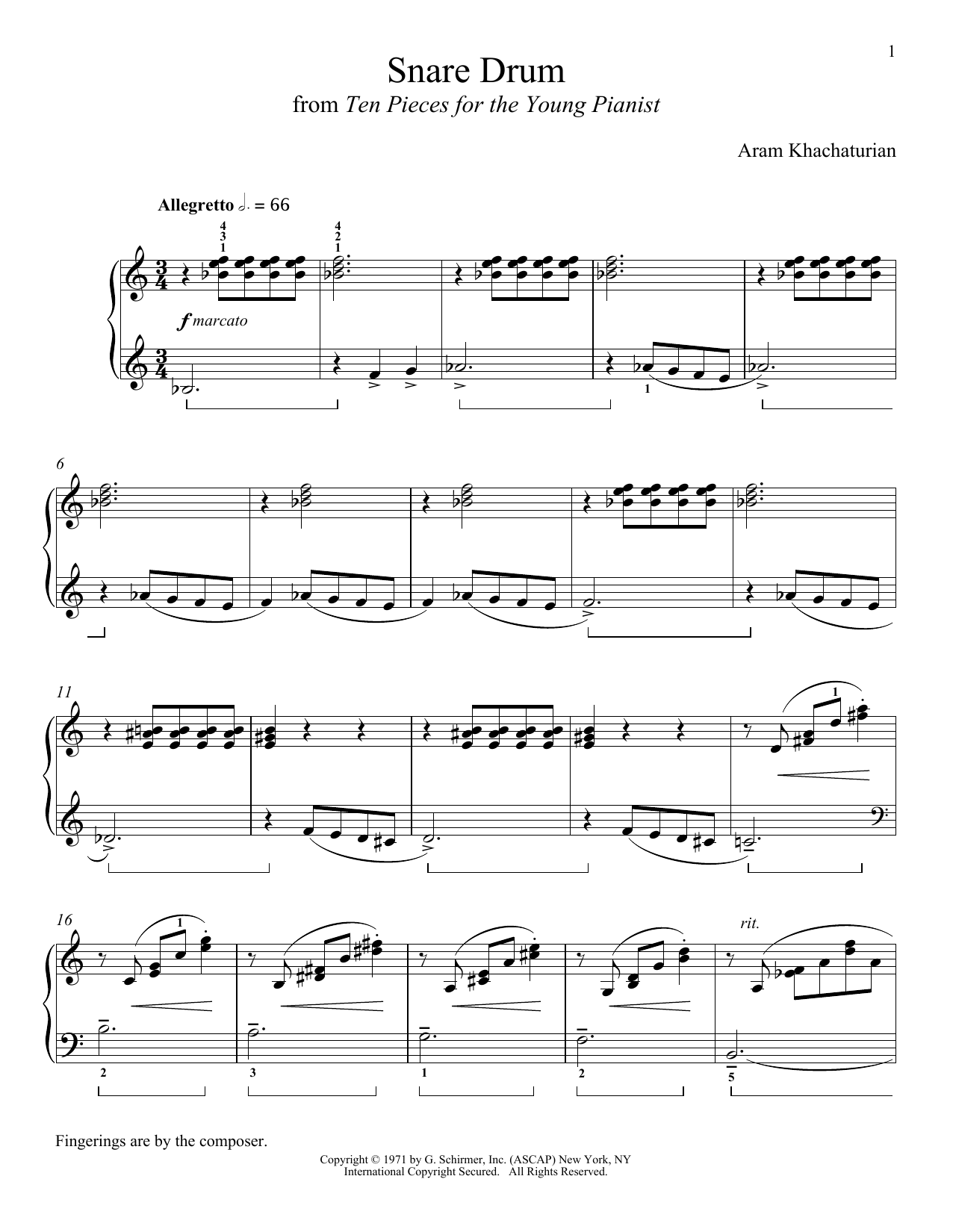 Download Aram Khachaturian Snare Drum Sheet Music and learn how to play Piano PDF digital score in minutes