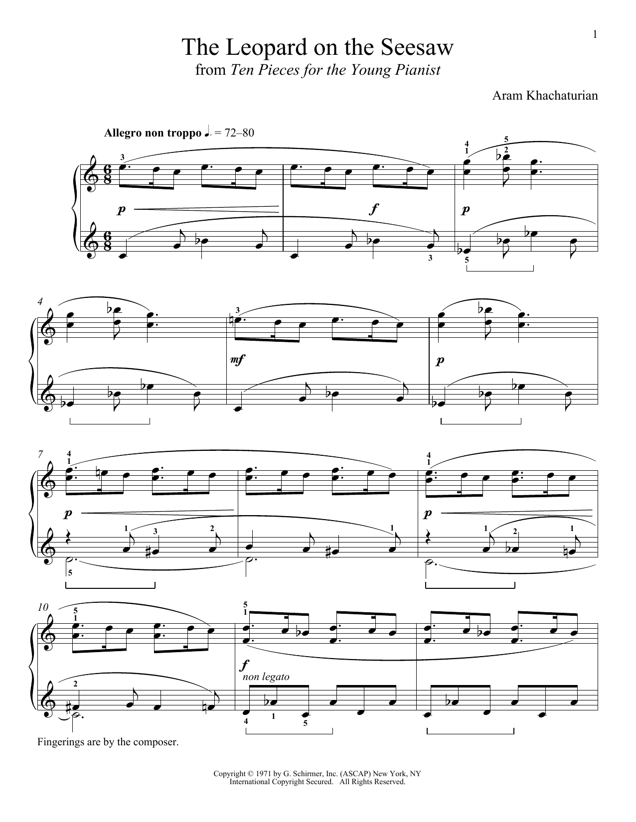 Download Aram Khachaturian The Leopard On The Seesaw Sheet Music and learn how to play Piano PDF digital score in minutes