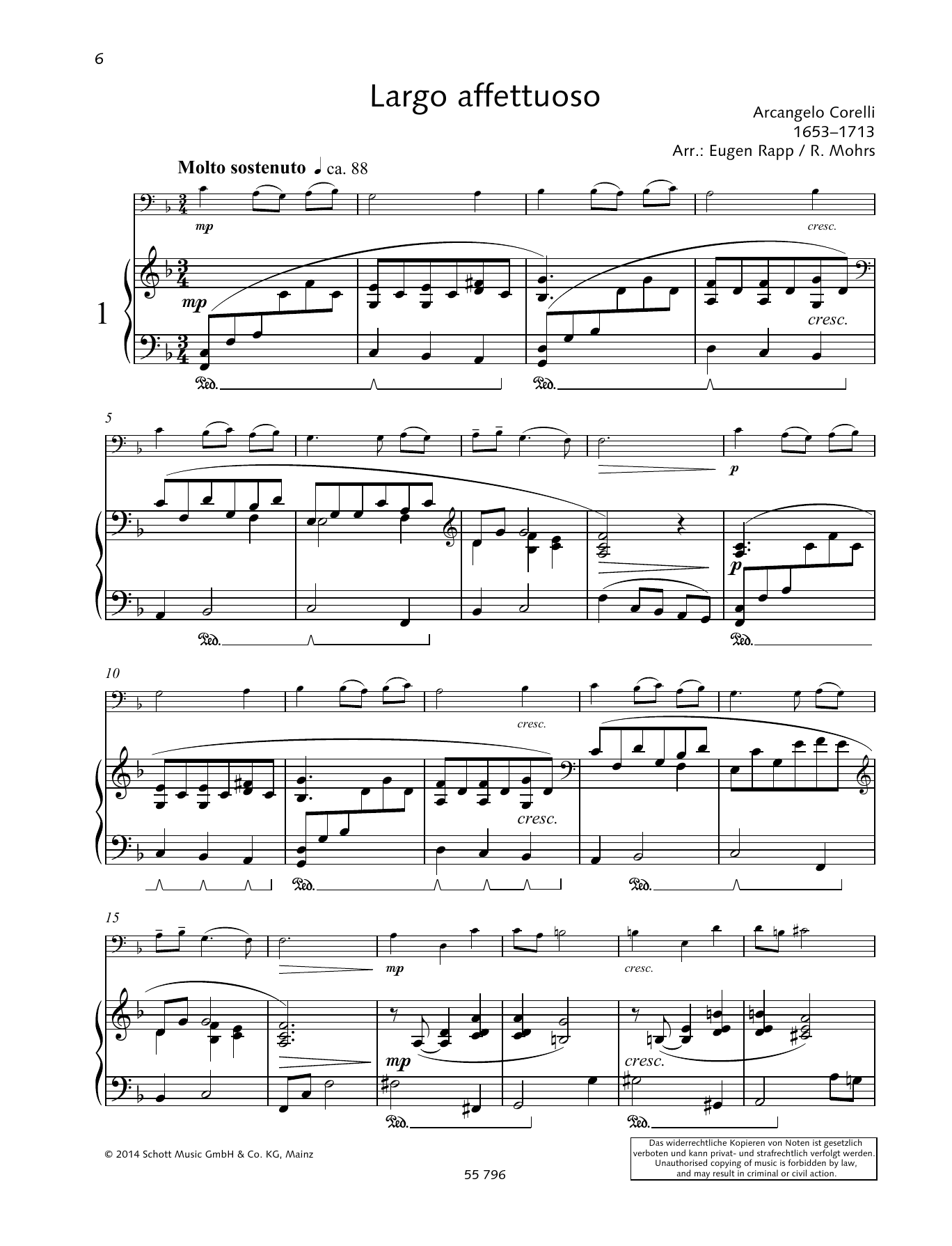 Download Arcangelo Corelli Largo affettuoso Sheet Music and learn how to play String Solo PDF digital score in minutes