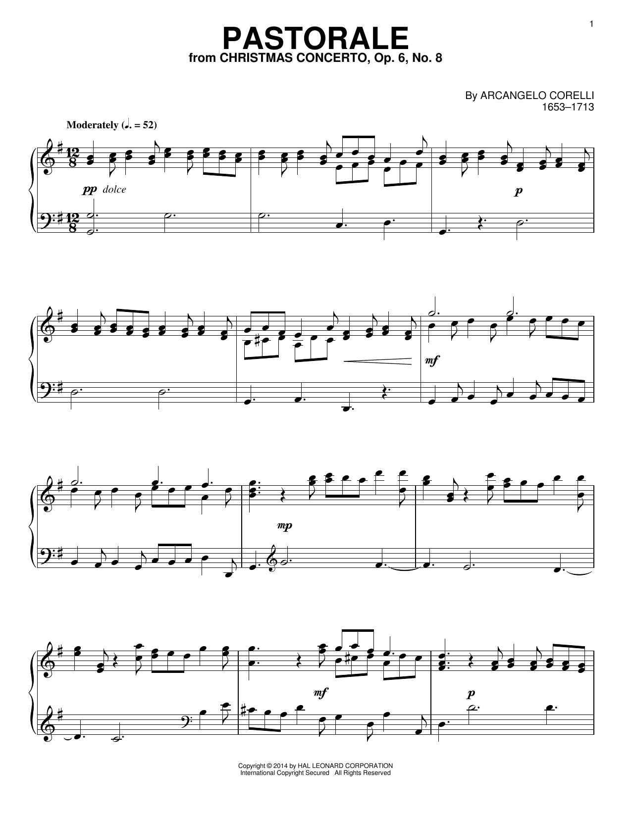 Download Arcangelo Corelli Pastorale Sheet Music and learn how to play Piano PDF digital score in minutes