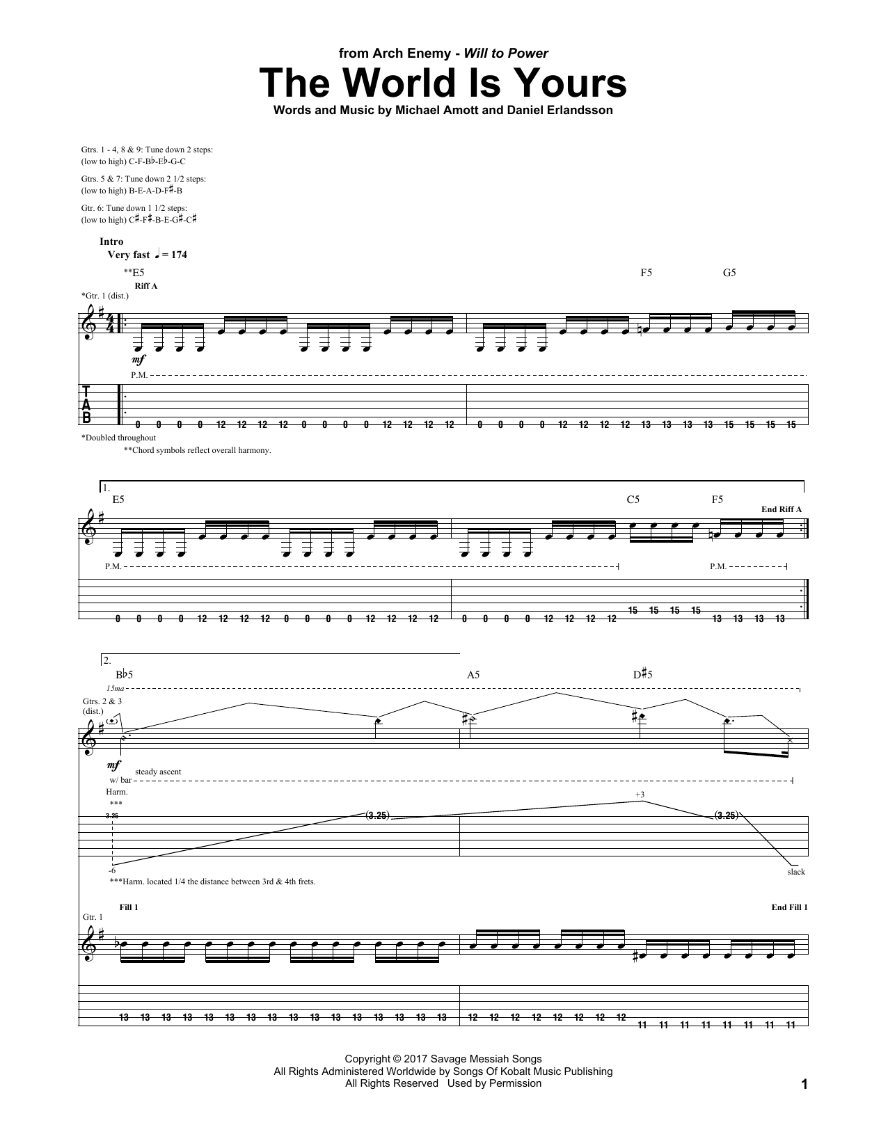 Download Arch Enemy The World Is Yours Sheet Music and learn how to play Guitar Tab PDF digital score in minutes
