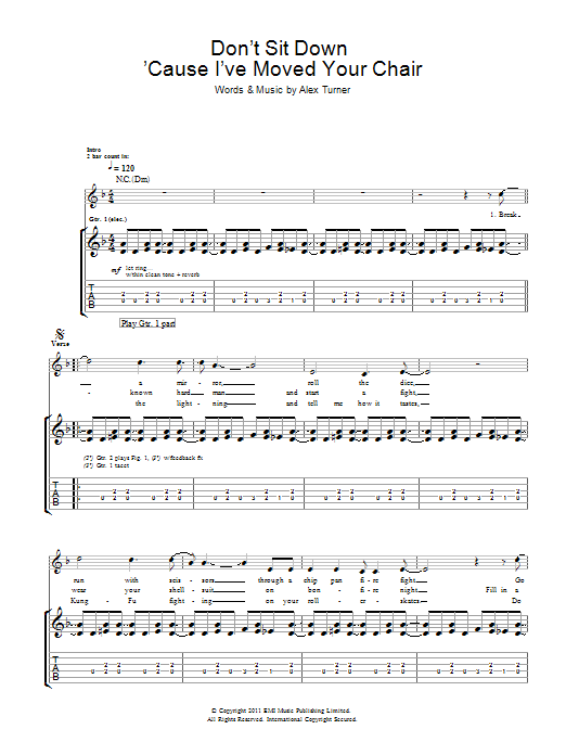 Download Arctic Monkeys Don't Sit Down 'Cause I've Moved Your Chair Sheet Music and learn how to play Guitar Tab PDF digital score in minutes