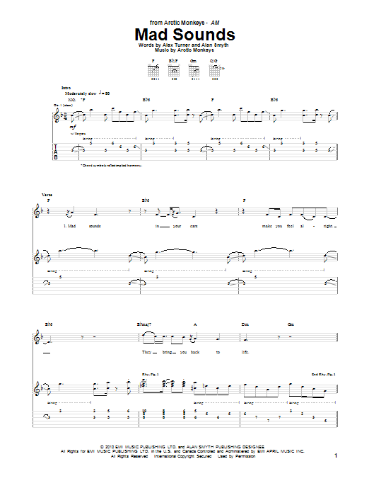 Download Arctic Monkeys Mad Sounds Sheet Music and learn how to play Guitar Tab PDF digital score in minutes