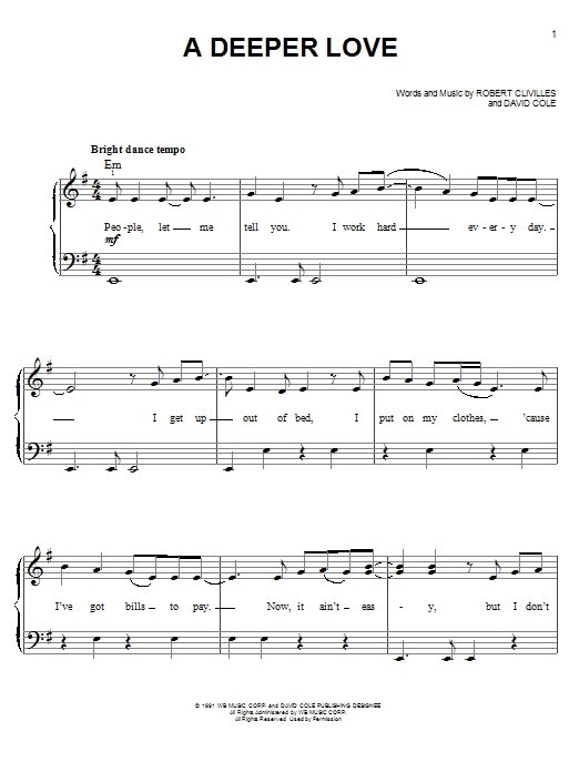 Download Aretha Franklin A Deeper Love Sheet Music and learn how to play Easy Piano PDF digital score in minutes