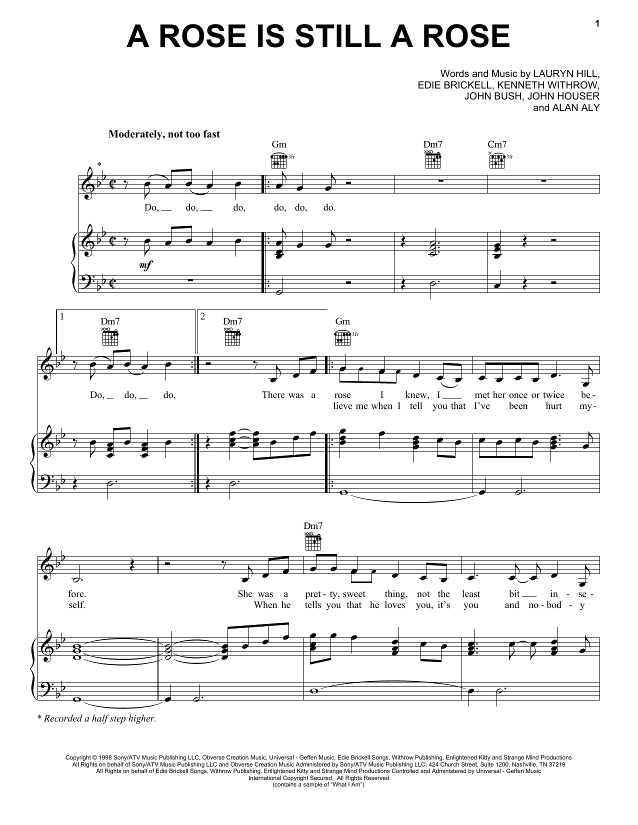 Download Aretha Franklin A Rose Is Still A Rose Sheet Music and learn how to play Piano, Vocal & Guitar (Right-Hand Melody) PDF digital score in minutes