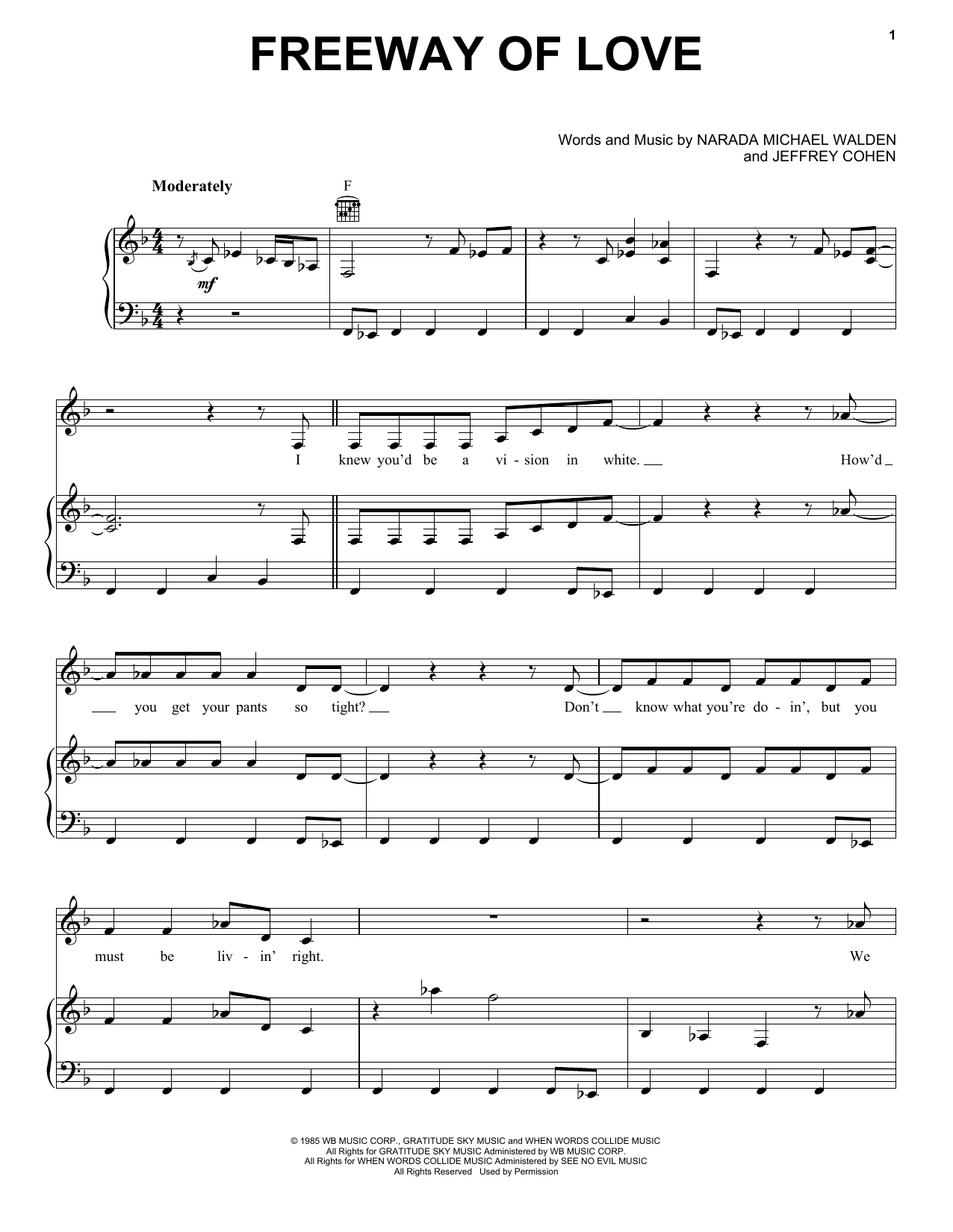 Download Aretha Franklin Freeway Of Love Sheet Music and learn how to play Piano, Vocal & Guitar (Right-Hand Melody) PDF digital score in minutes