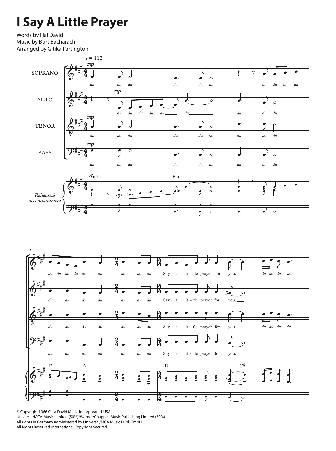 Download Aretha Franklin I Say A Little Prayer (arr. Gitika Partington) Sheet Music and learn how to play SATB PDF digital score in minutes