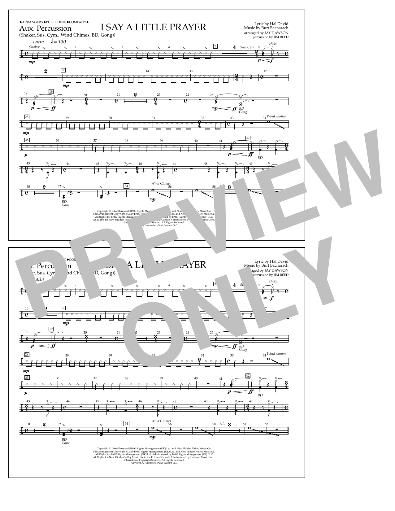 Download Aretha Franklin I Say a Little Prayer (arr. Jay Dawson) - Aux. Percussion Sheet Music and learn how to play Marching Band PDF digital score in minutes