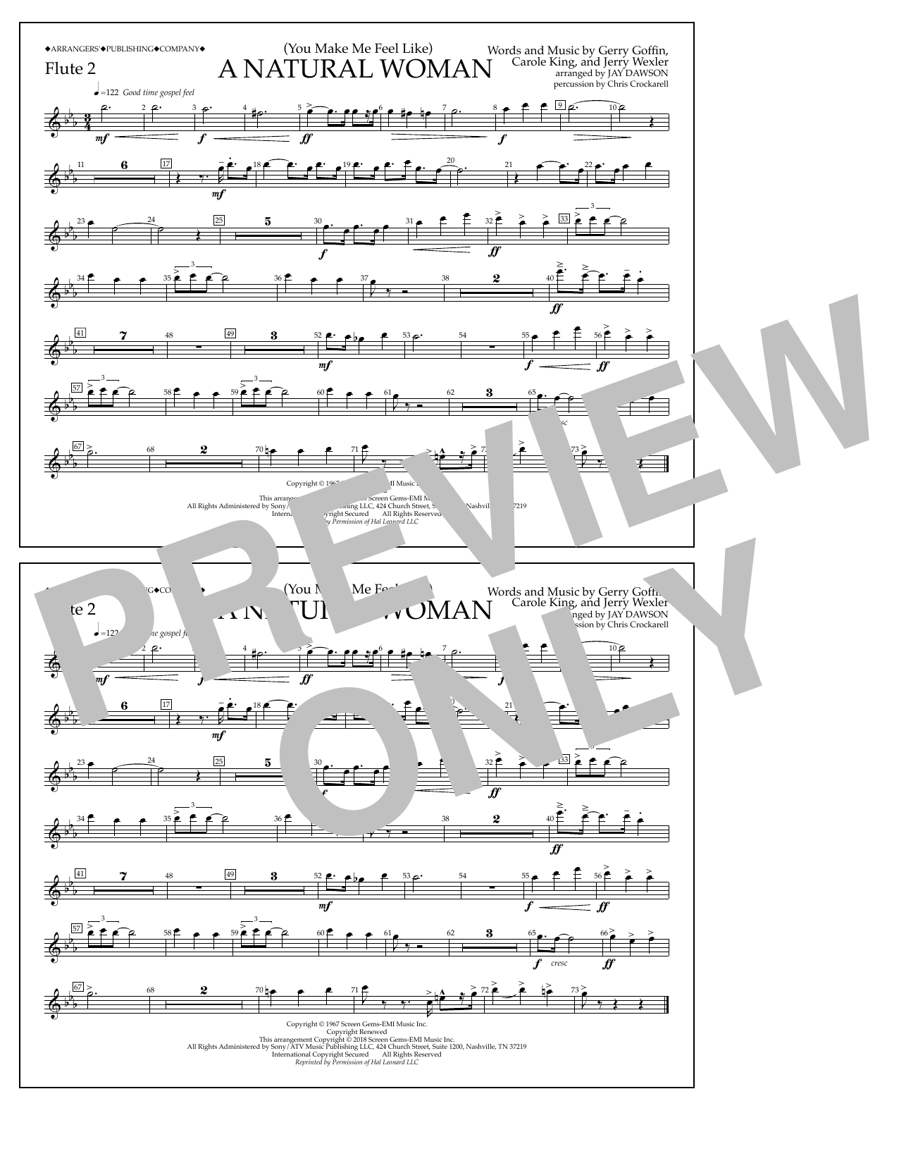Download Aretha Franklin (You Make Me Feel Like) A Natural Woman (arr. Jay Dawson) - Flute 2 Sheet Music and learn how to play Marching Band PDF digital score in minutes