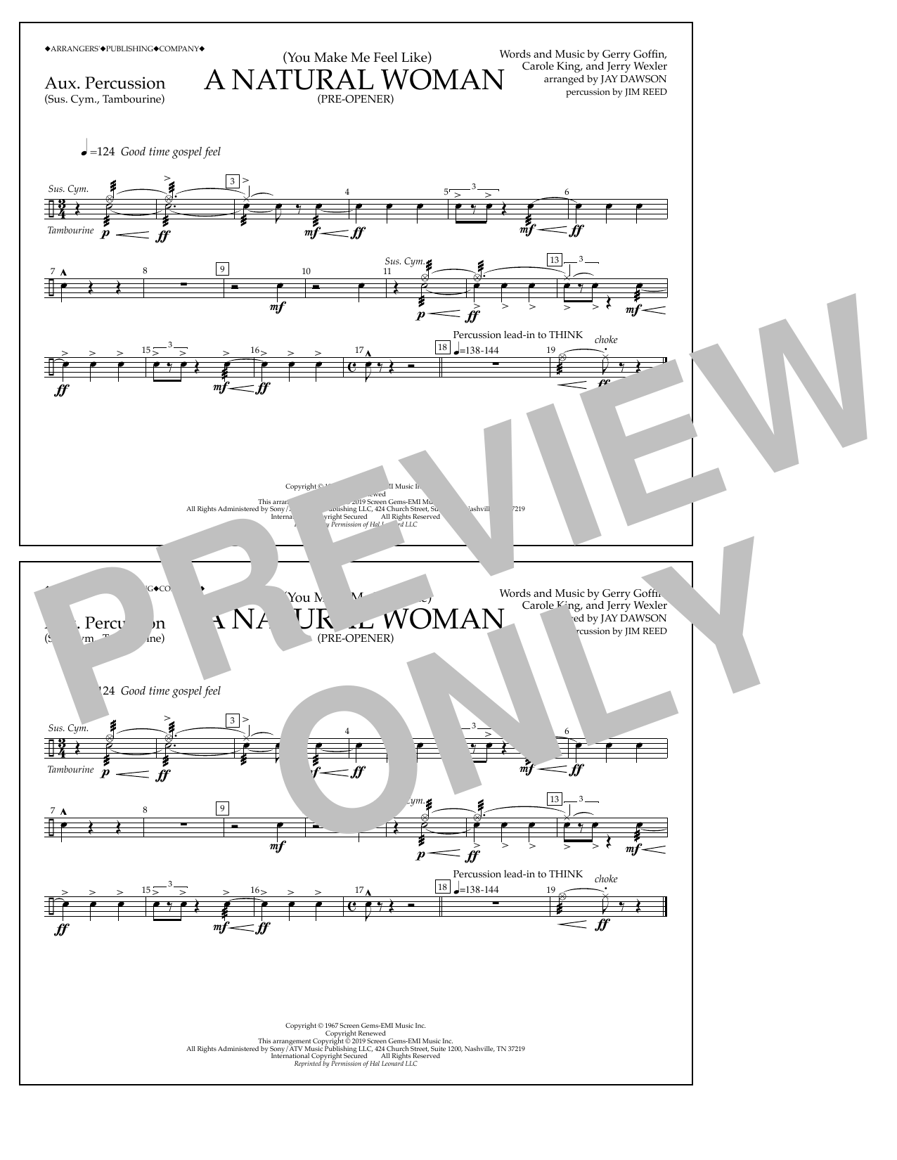 Download Aretha Franklin (You Make Me Feel Like) A Natural Woman (Pre-Opener) (arr. Jay Dawson) - Aux. Pe Sheet Music and learn how to play Marching Band PDF digital score in minutes