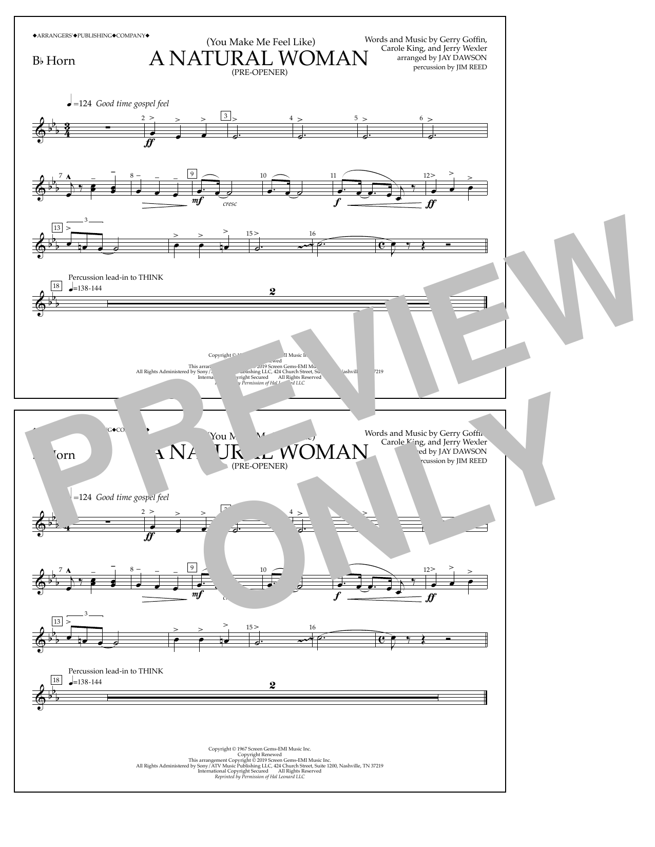 Download Aretha Franklin (You Make Me Feel Like) A Natural Woman (Pre-Opener) (arr. Jay Dawson) - Bb Horn Sheet Music and learn how to play Marching Band PDF digital score in minutes