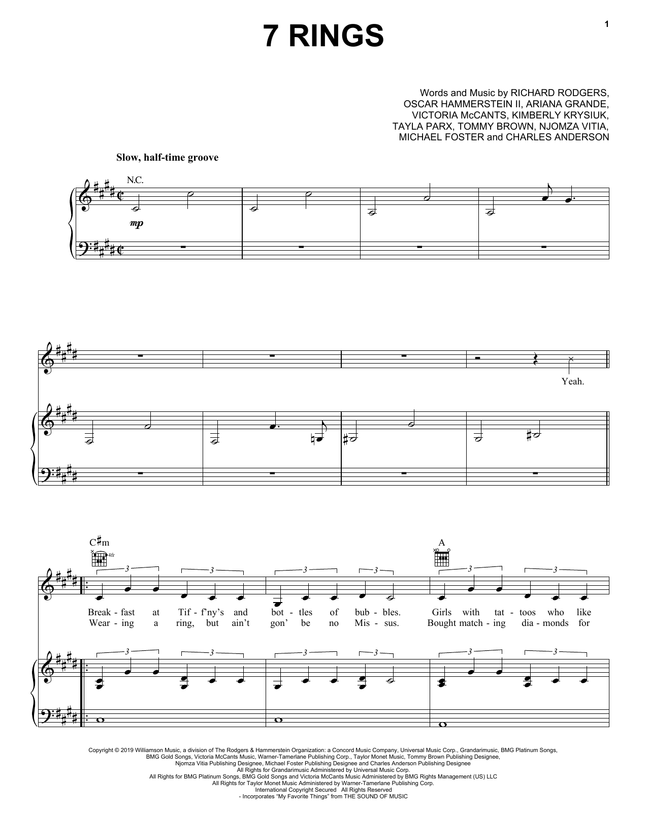 Download Ariana Grande 7 Rings Sheet Music and learn how to play Easy Piano PDF digital score in minutes