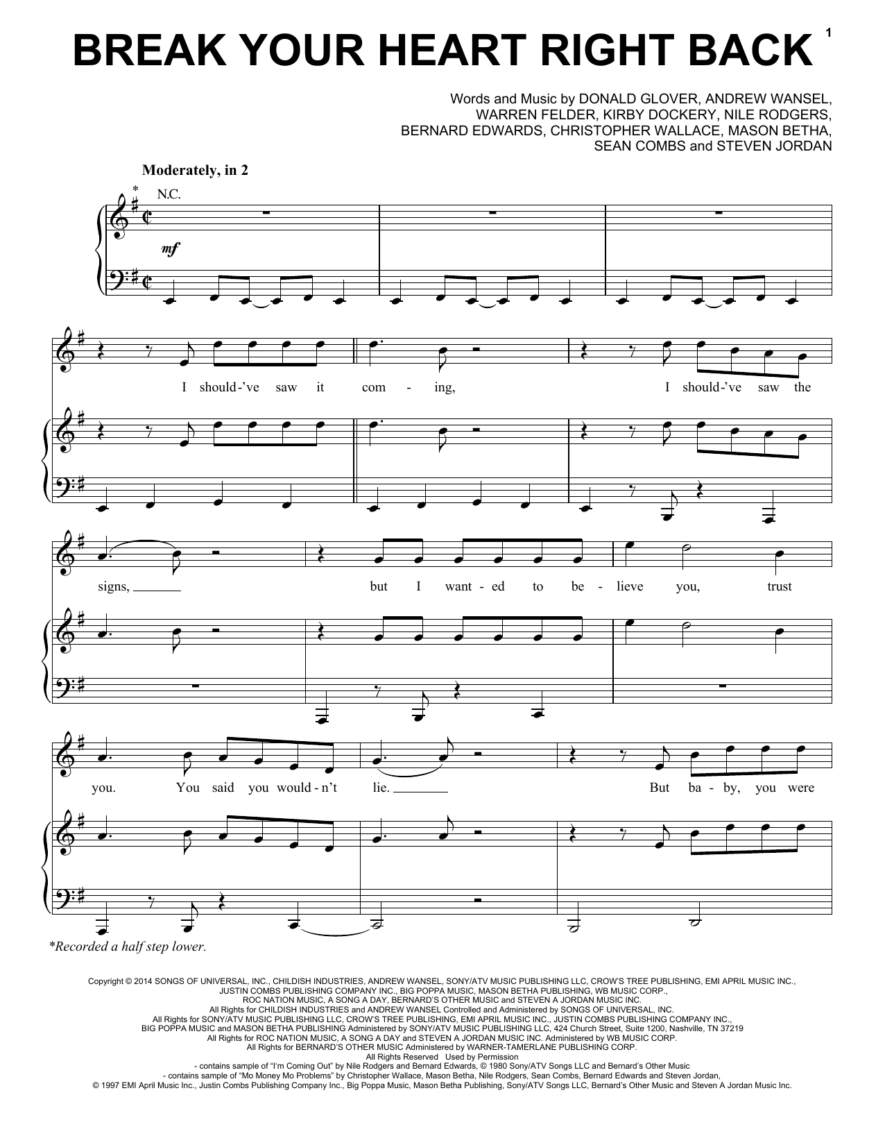 Download Ariana Grande Break Your Heart Right Back Sheet Music and learn how to play Piano, Vocal & Guitar (Right-Hand Melody) PDF digital score in minutes