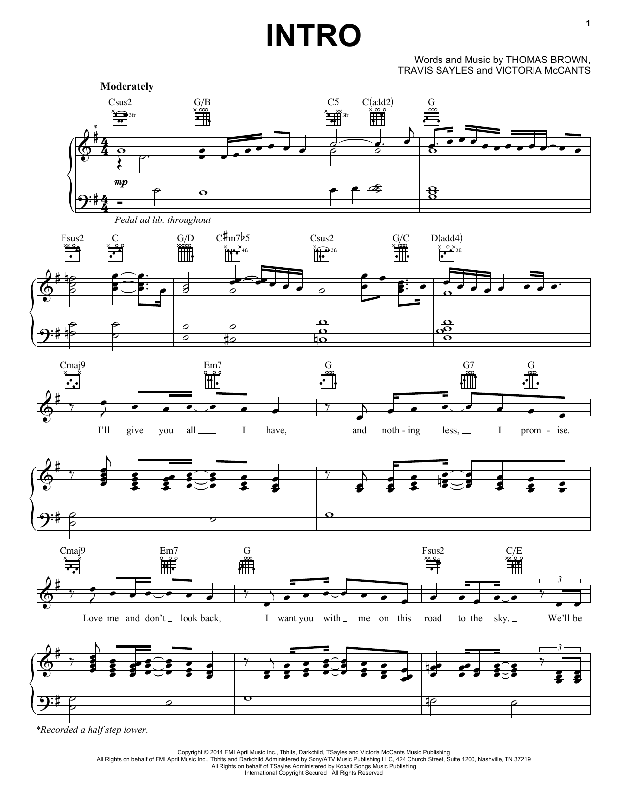 Download Ariana Grande Intro Sheet Music and learn how to play Piano, Vocal & Guitar (Right-Hand Melody) PDF digital score in minutes